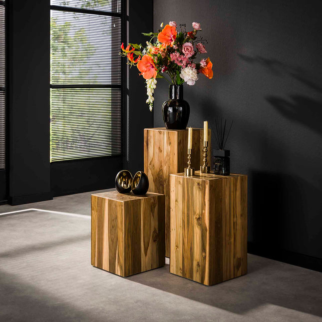 Flower Column Bole 85 cm / Solid Recycled Teak