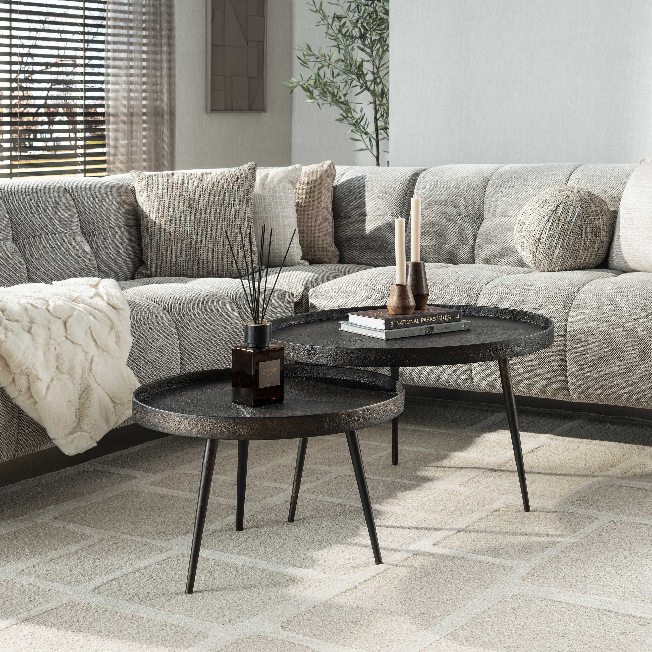Coffee table Metallic round - Set of 2 - Gray