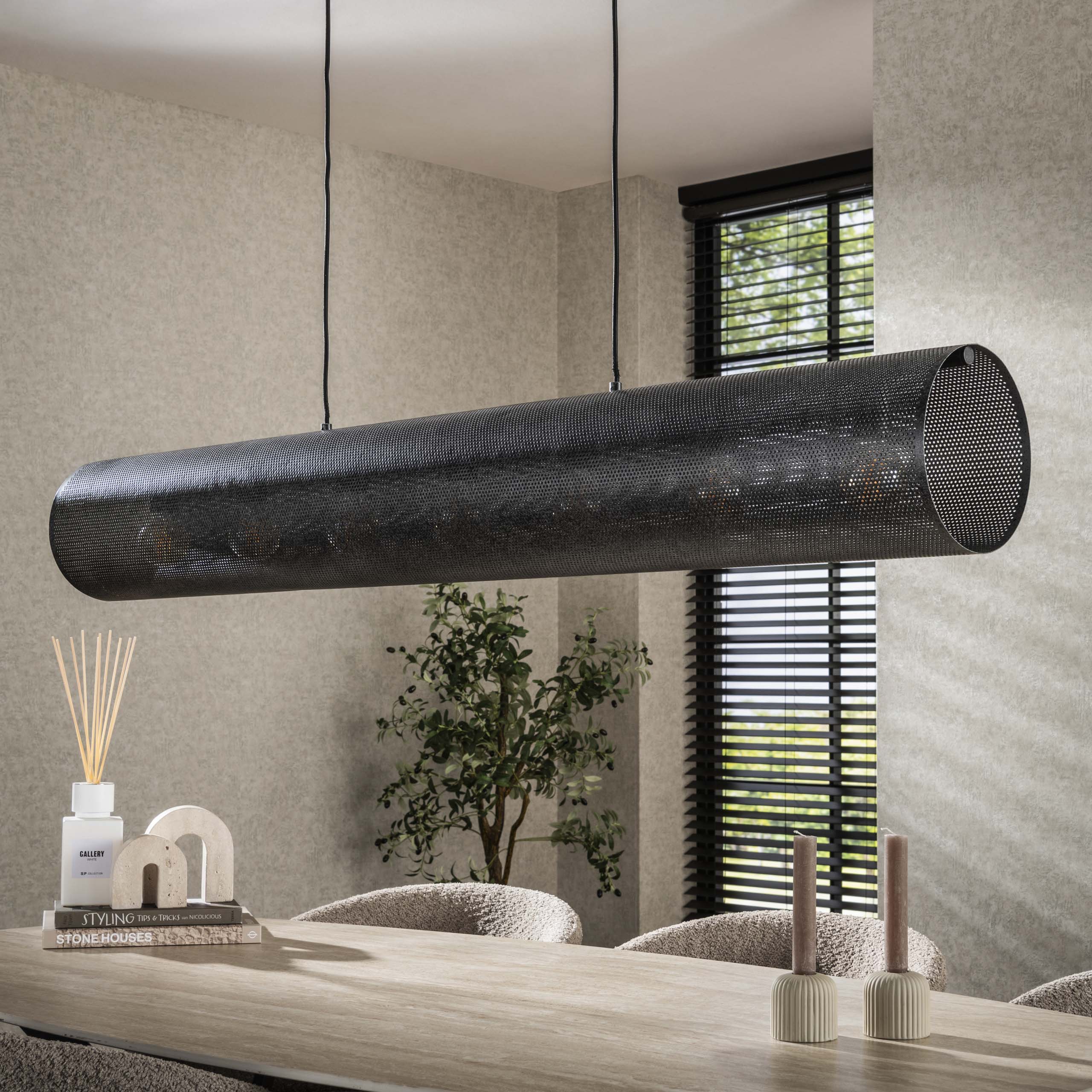 Hanging lamp Tubon Mesh 7-light Artic black