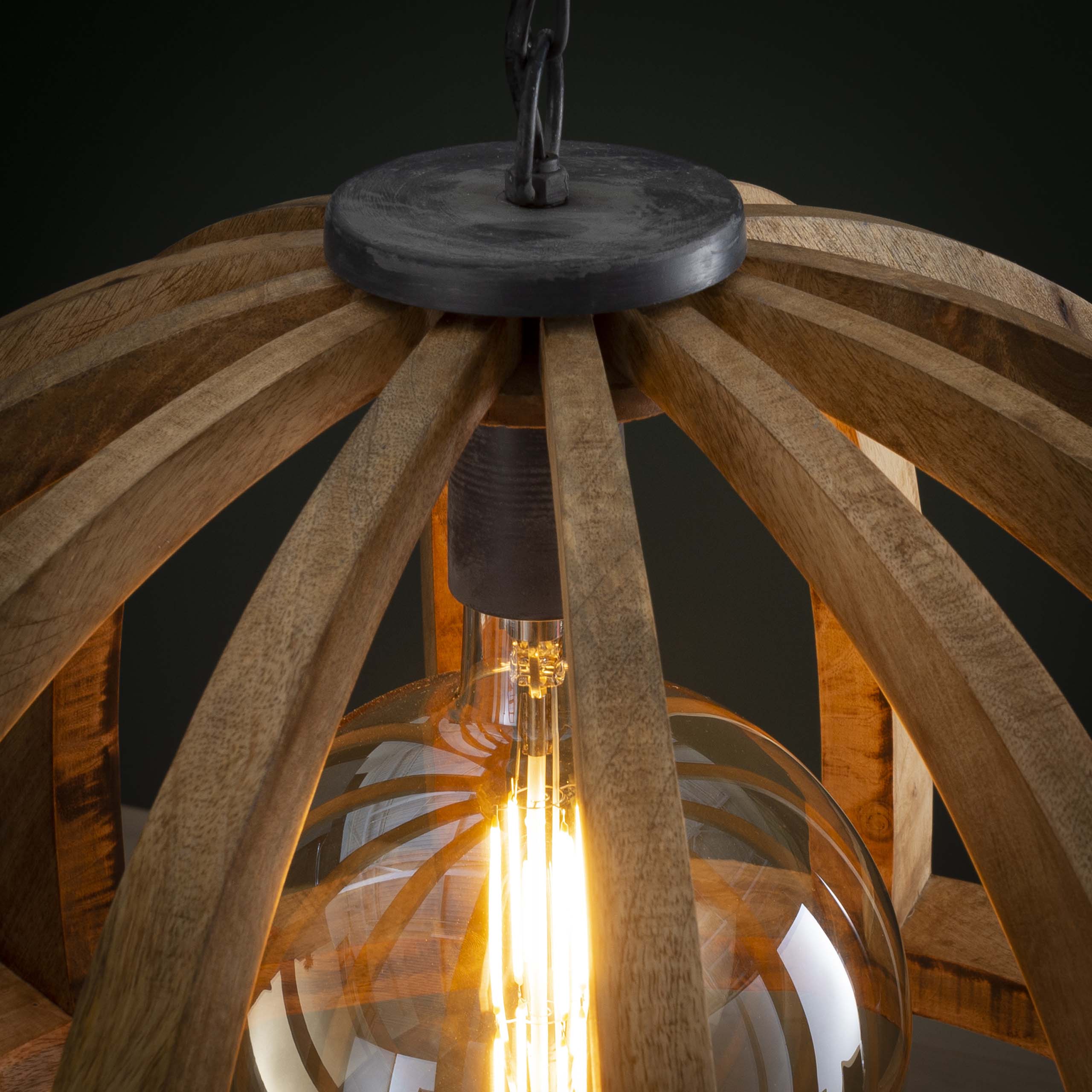 Hanging lamp Orba 1-light Ø60 cm - Solid mango