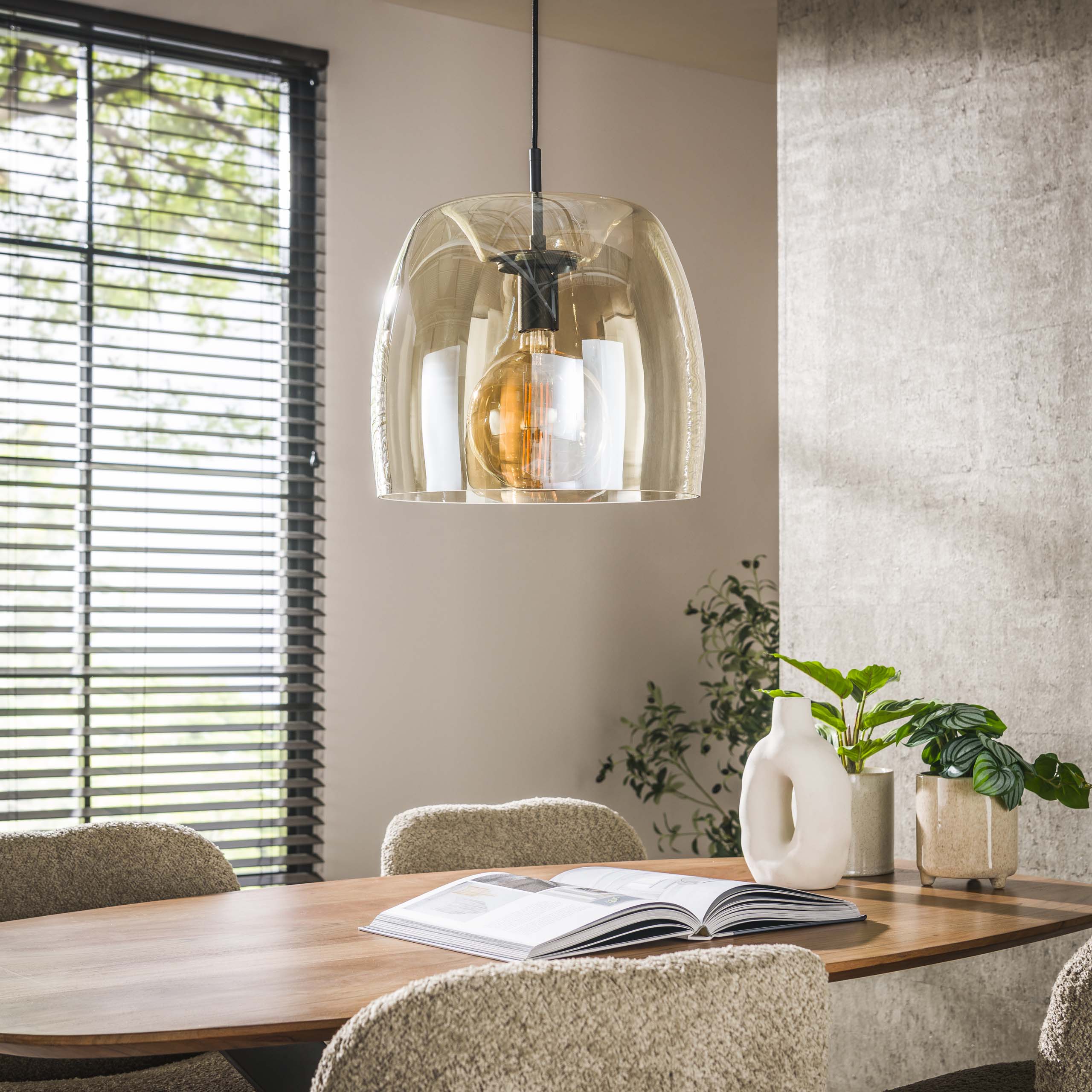 Hanging lamp 1L drift glass / Amber color glass