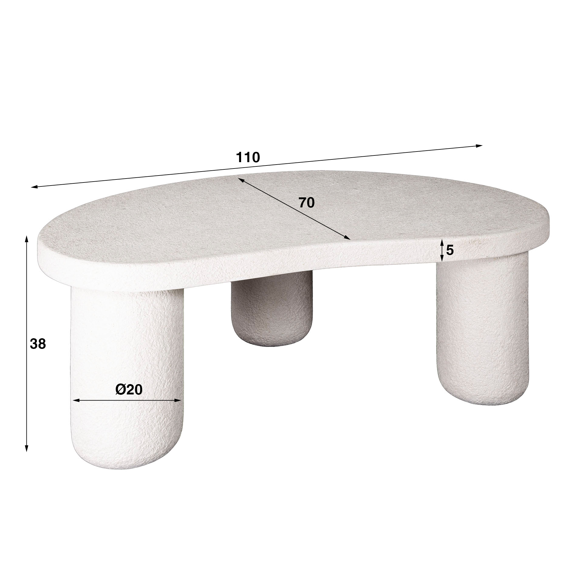 Coffee table XL pebble organic / Marble composite