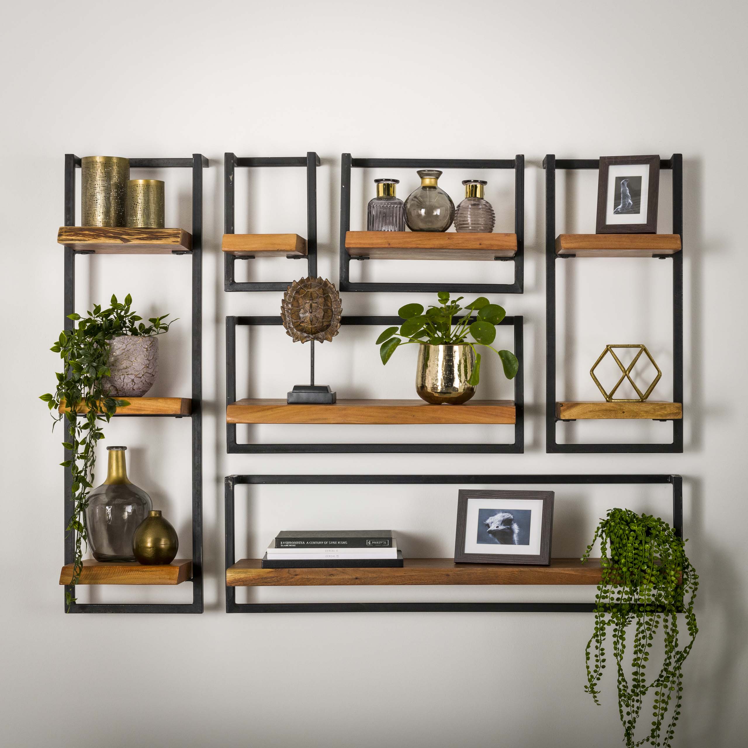 Wall shelf Edge Frame 30 cm - Solid acacia