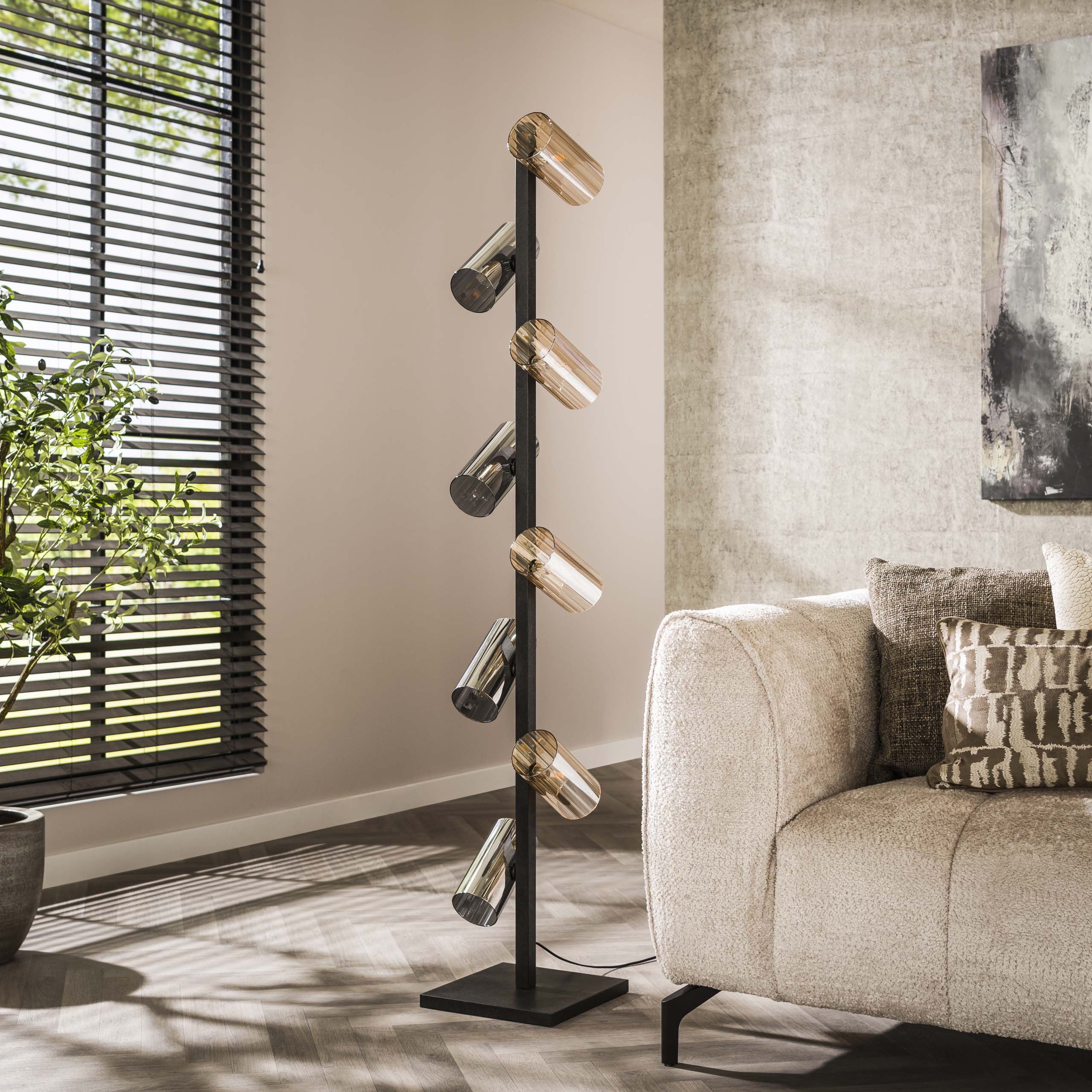 Lampada da terra Cilindro in vetro a 8 luci - Nero Artico