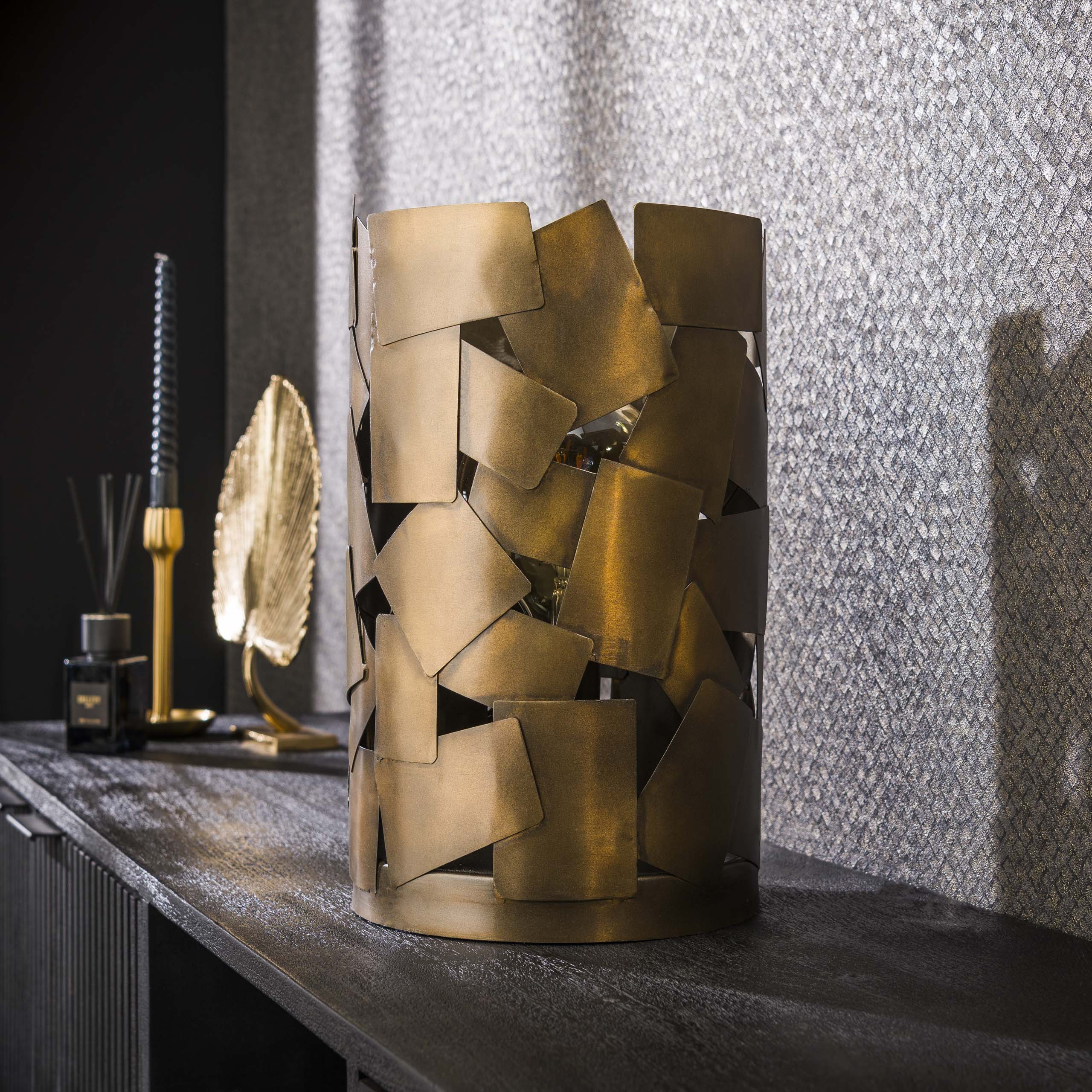 Lampada da tavolo cilindro patch 1L / Bronzo antico