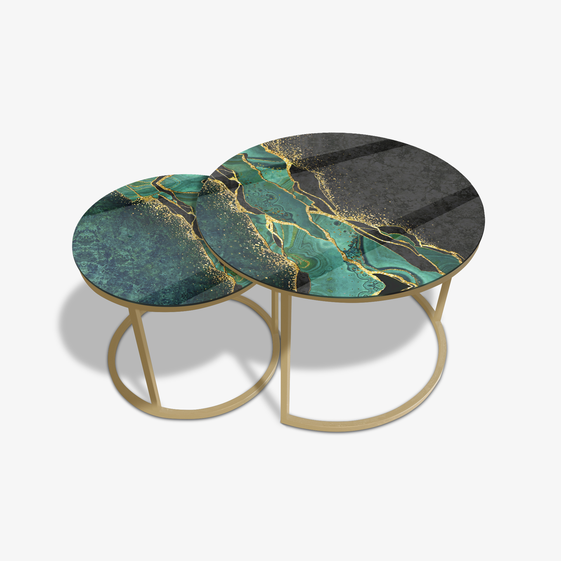 Coffee table Black - Green Marble
