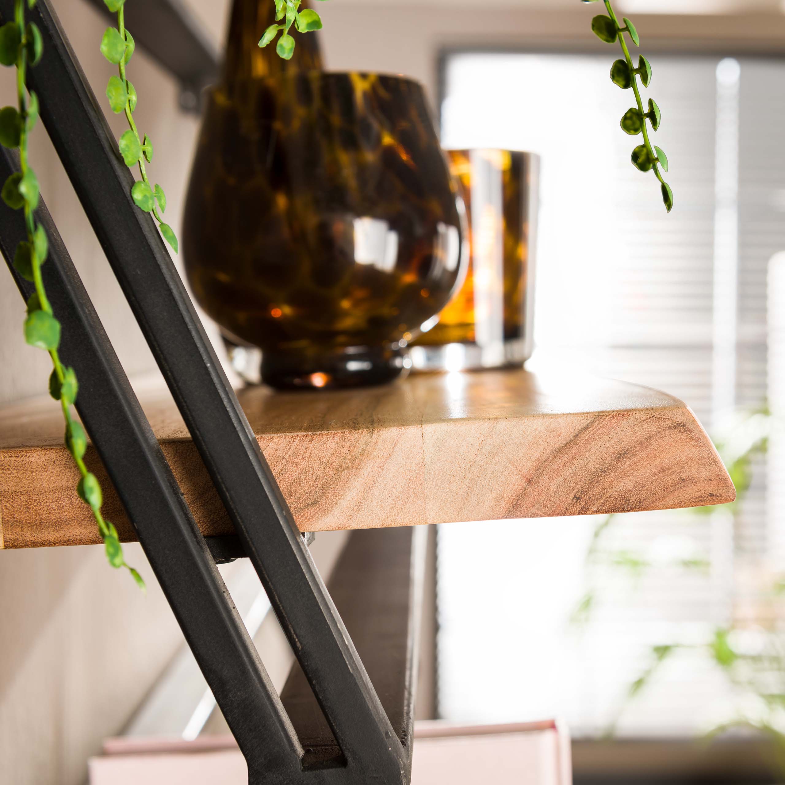 Mensola da parete Lean set da 3 - Acacia massiccia