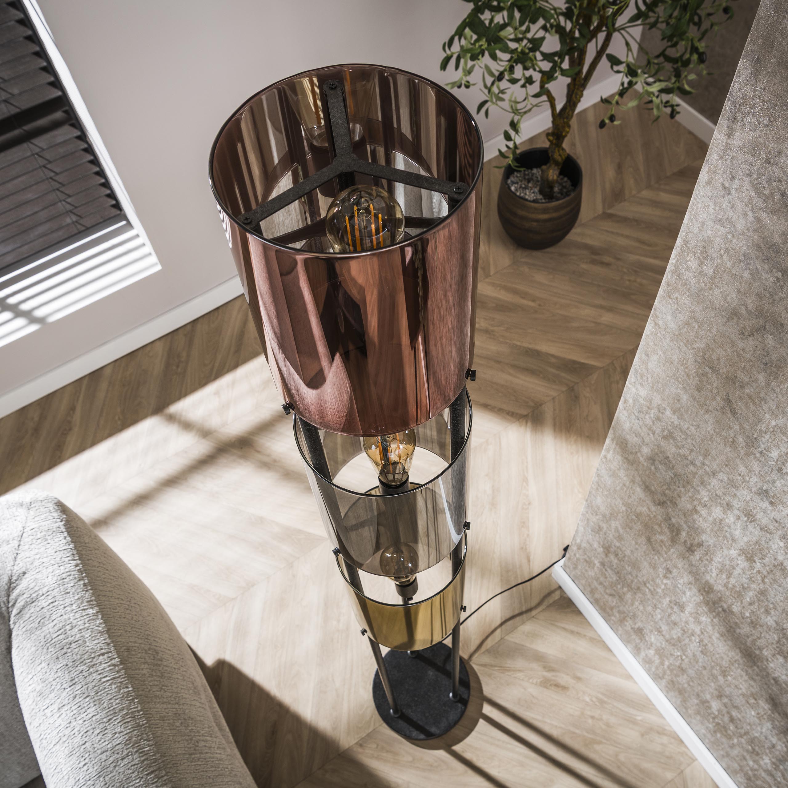 Lampada da terra Lucente Tricolore a 3 luci - Nero Artic