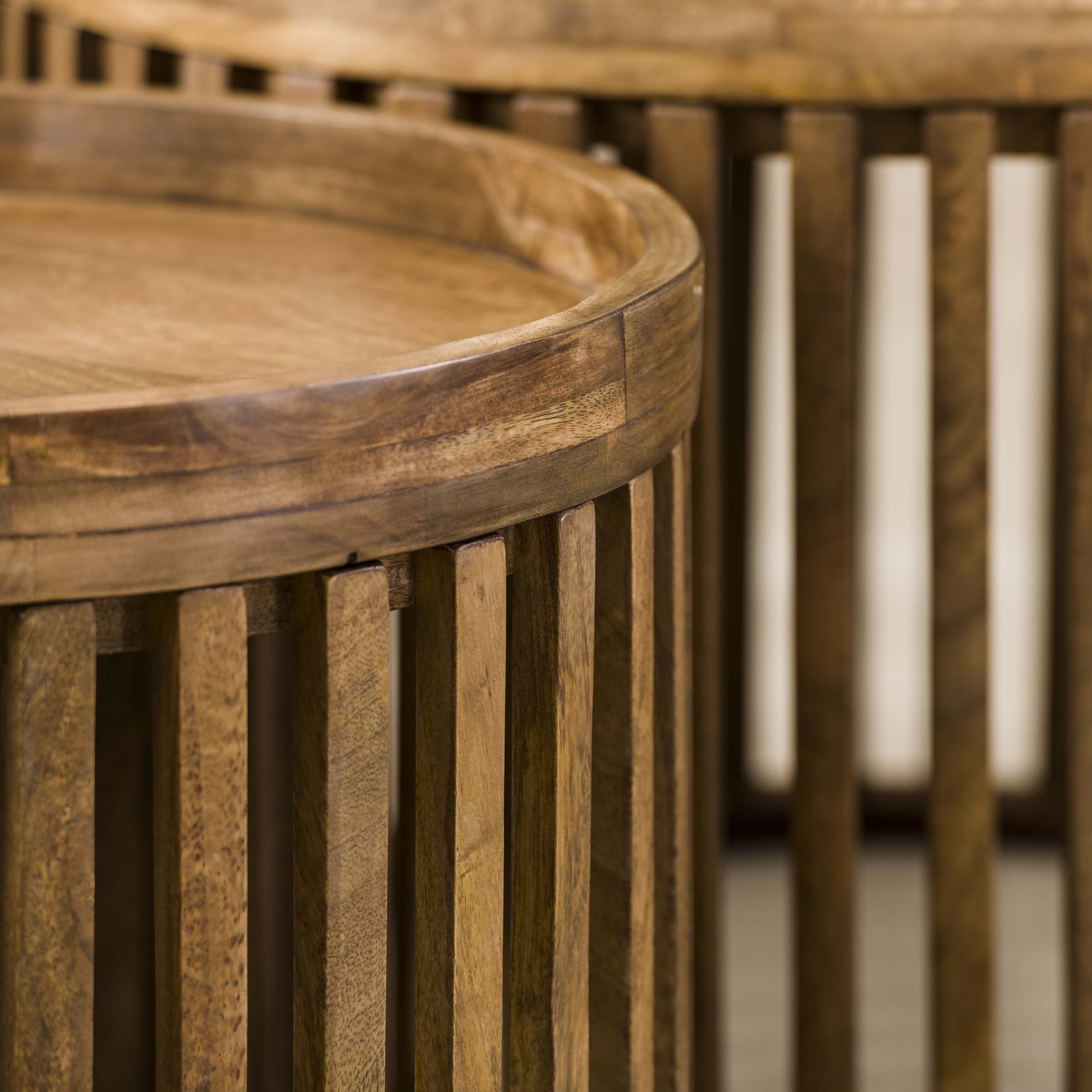 Coffee table set tweak Ø65/Ø50 / Solid mango sand color