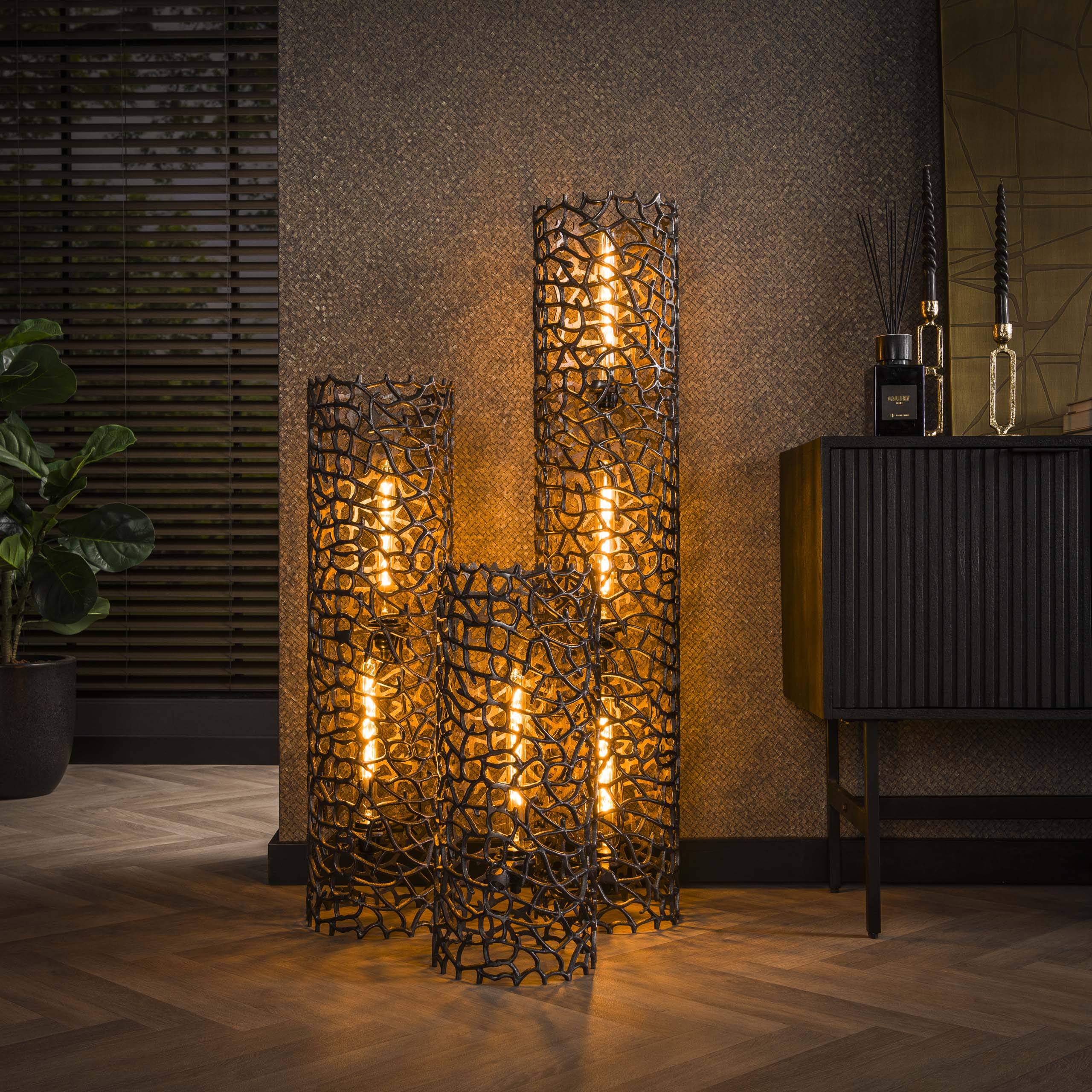 Lampada da terra Weaver a 1 luce - Nichel nero