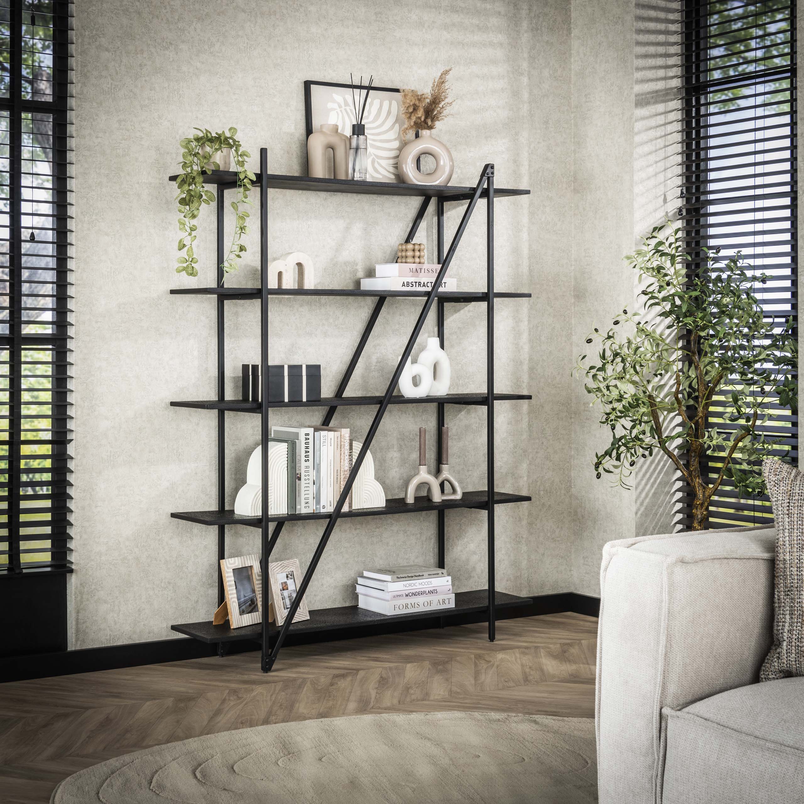 Wall rack Piega 5-layer 140 cm - Gray