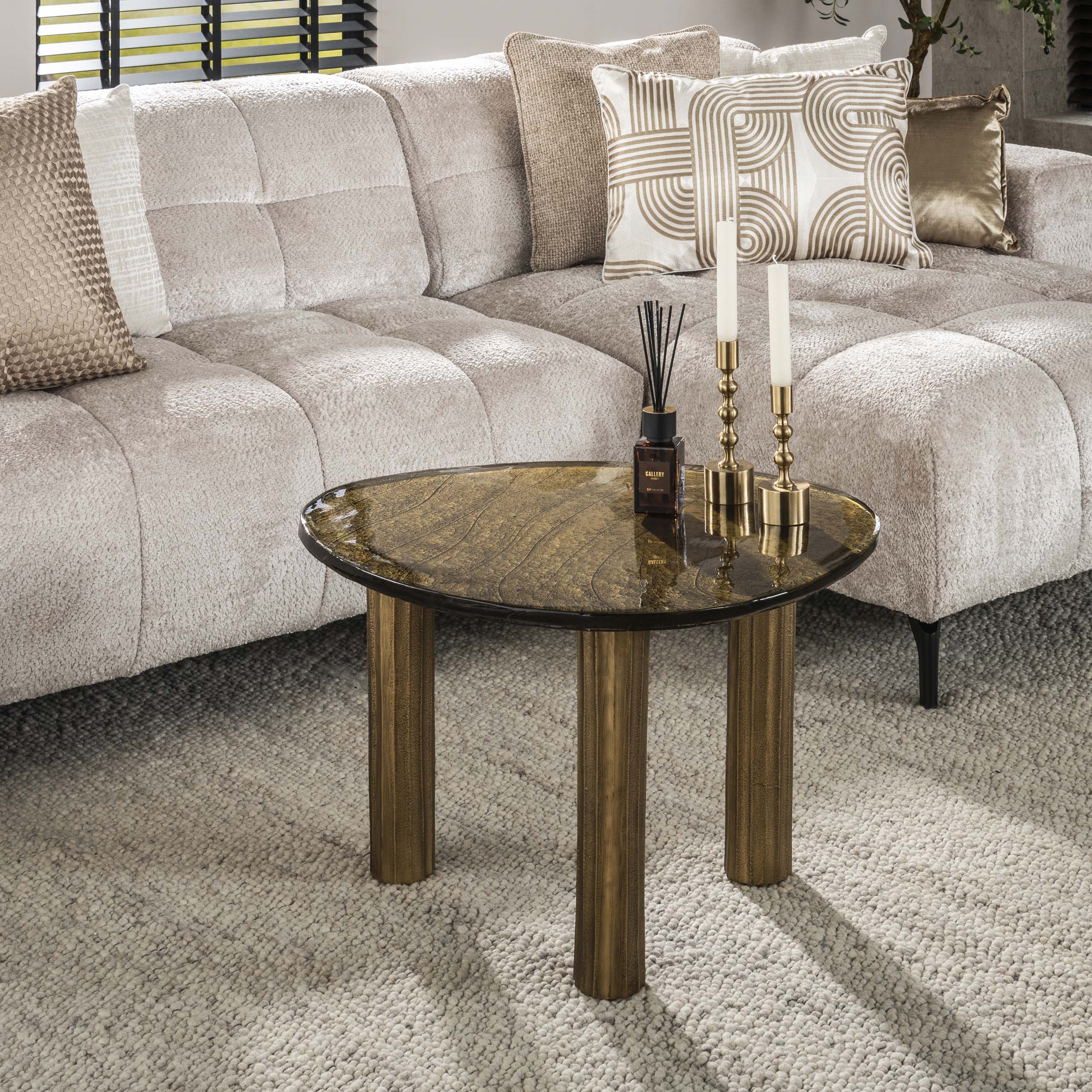 Coffee table Eclipse L - Antique gold