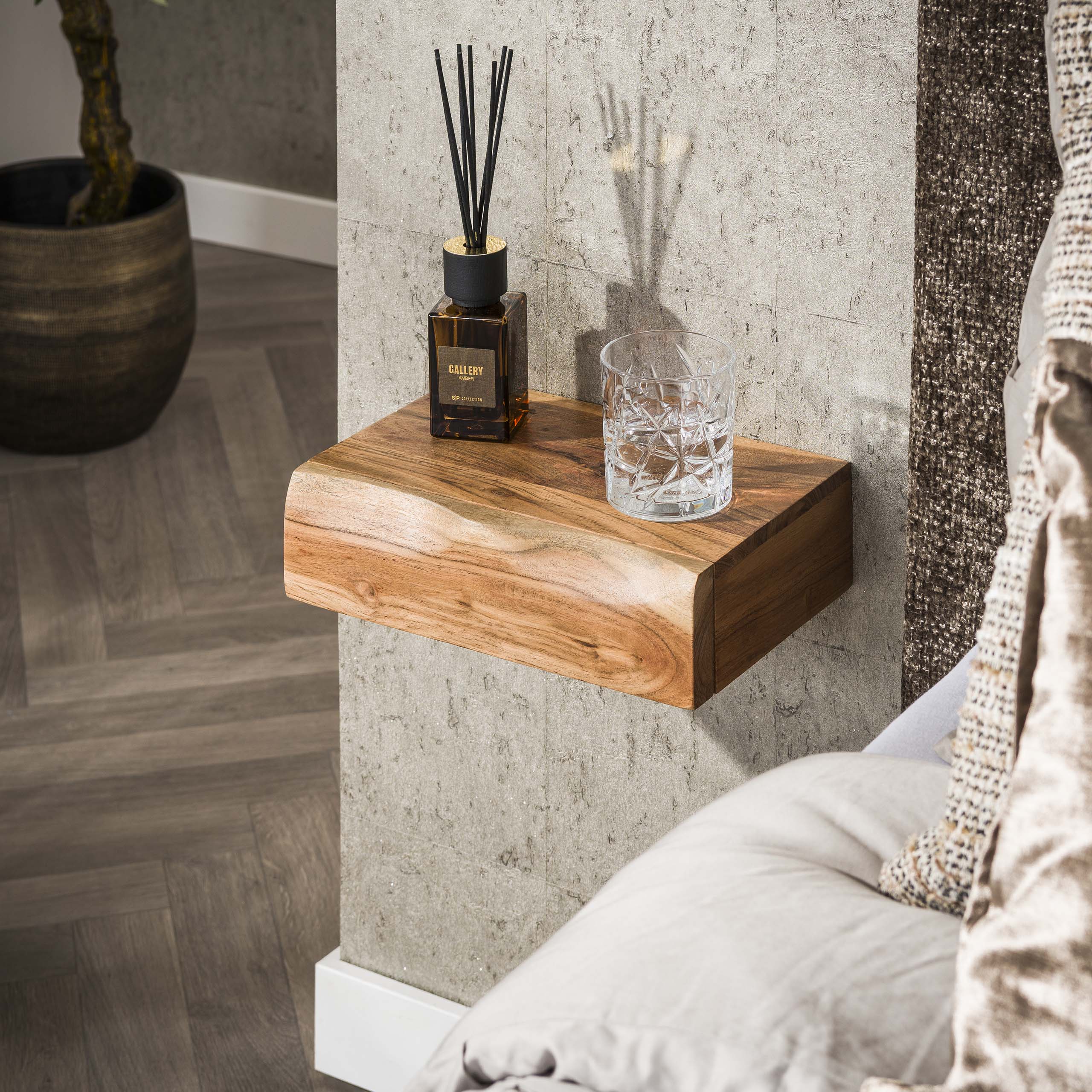 Bedside table Tree XS 1 drawer - set of 2 - Solid acacia