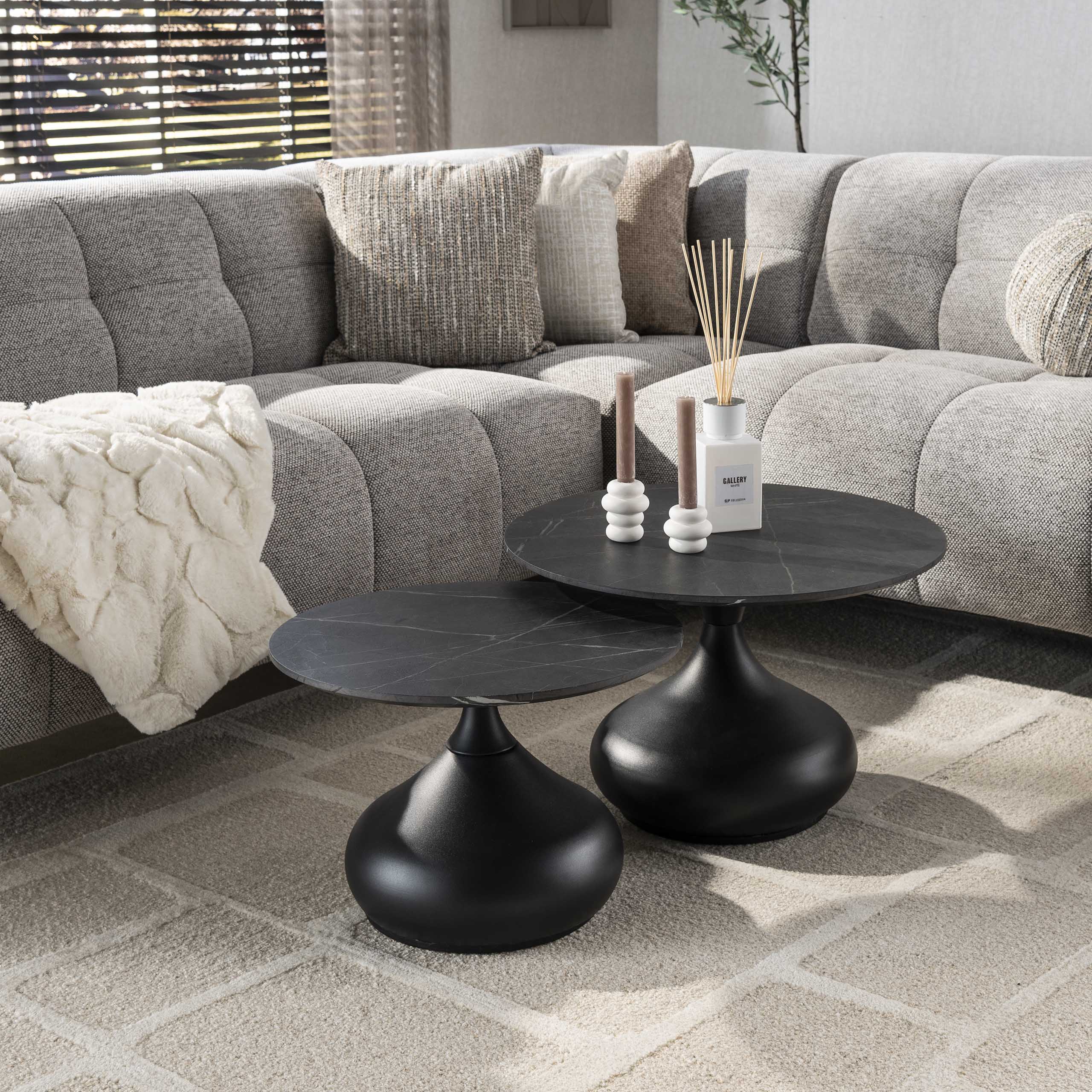 Set tavolino da caffè/2 forme a goccia/3D marrone nero