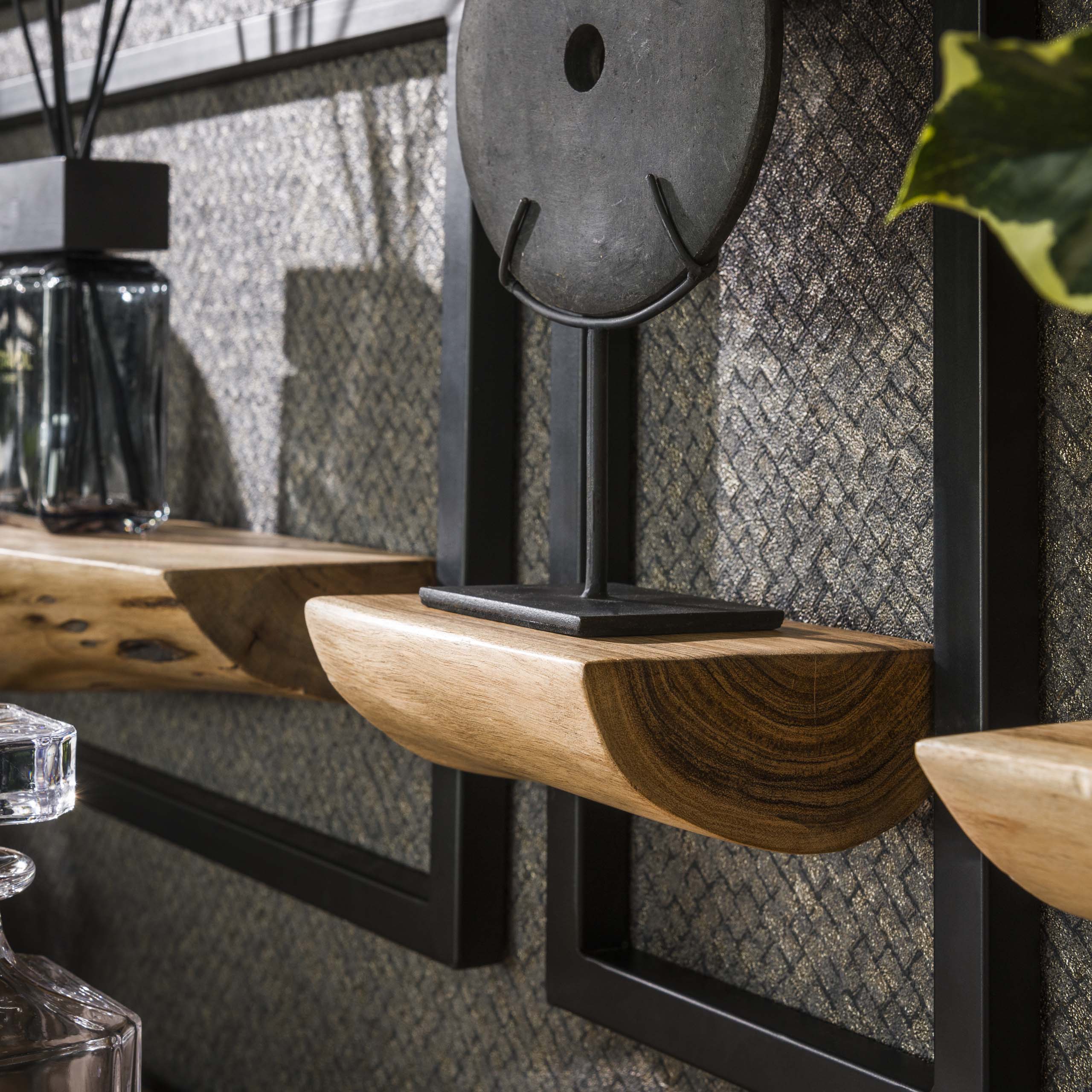 Set mensole da parete/5 bordi/Acacia massiccia naturale