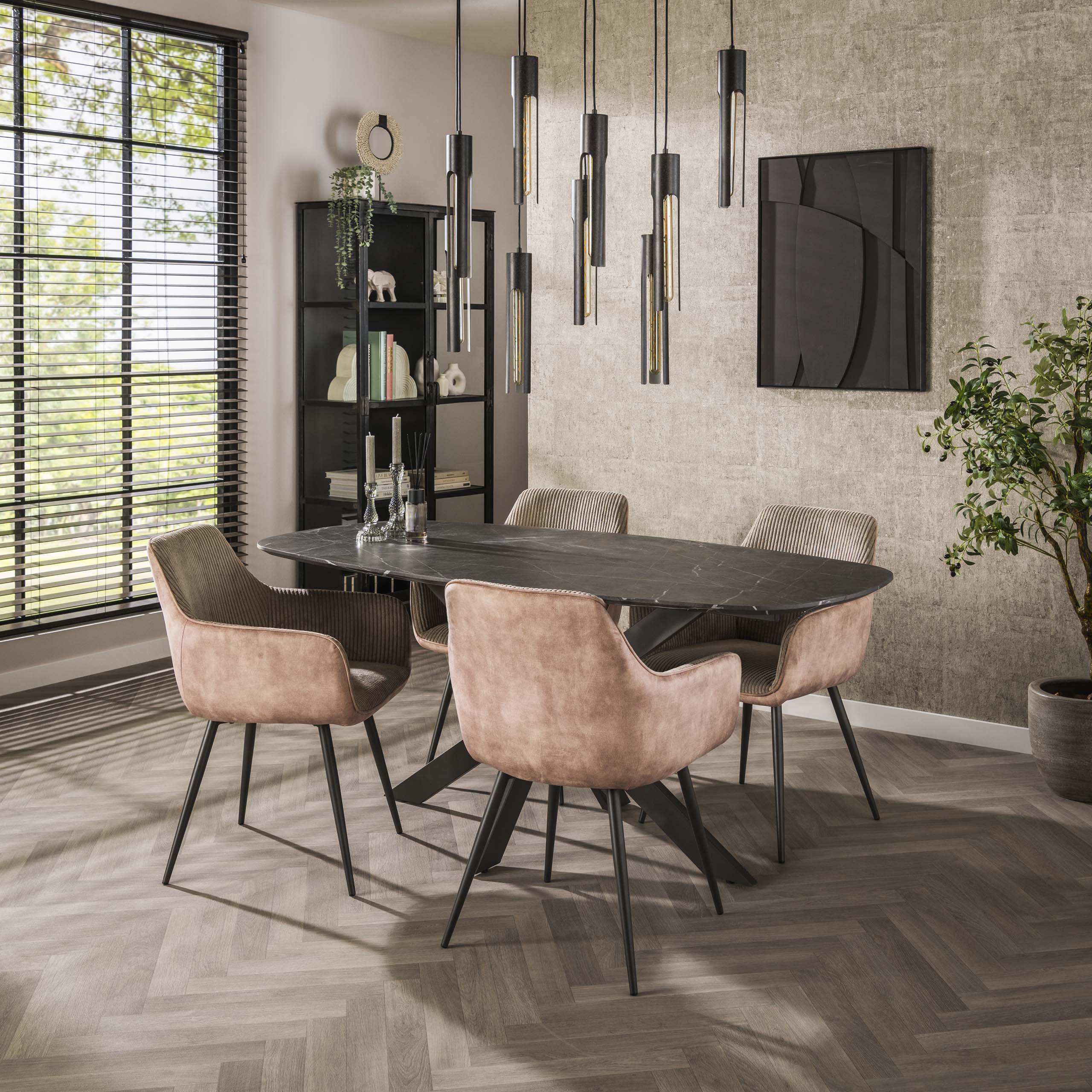 Dining room table 180 danish oval / 3D Melamine slate stone