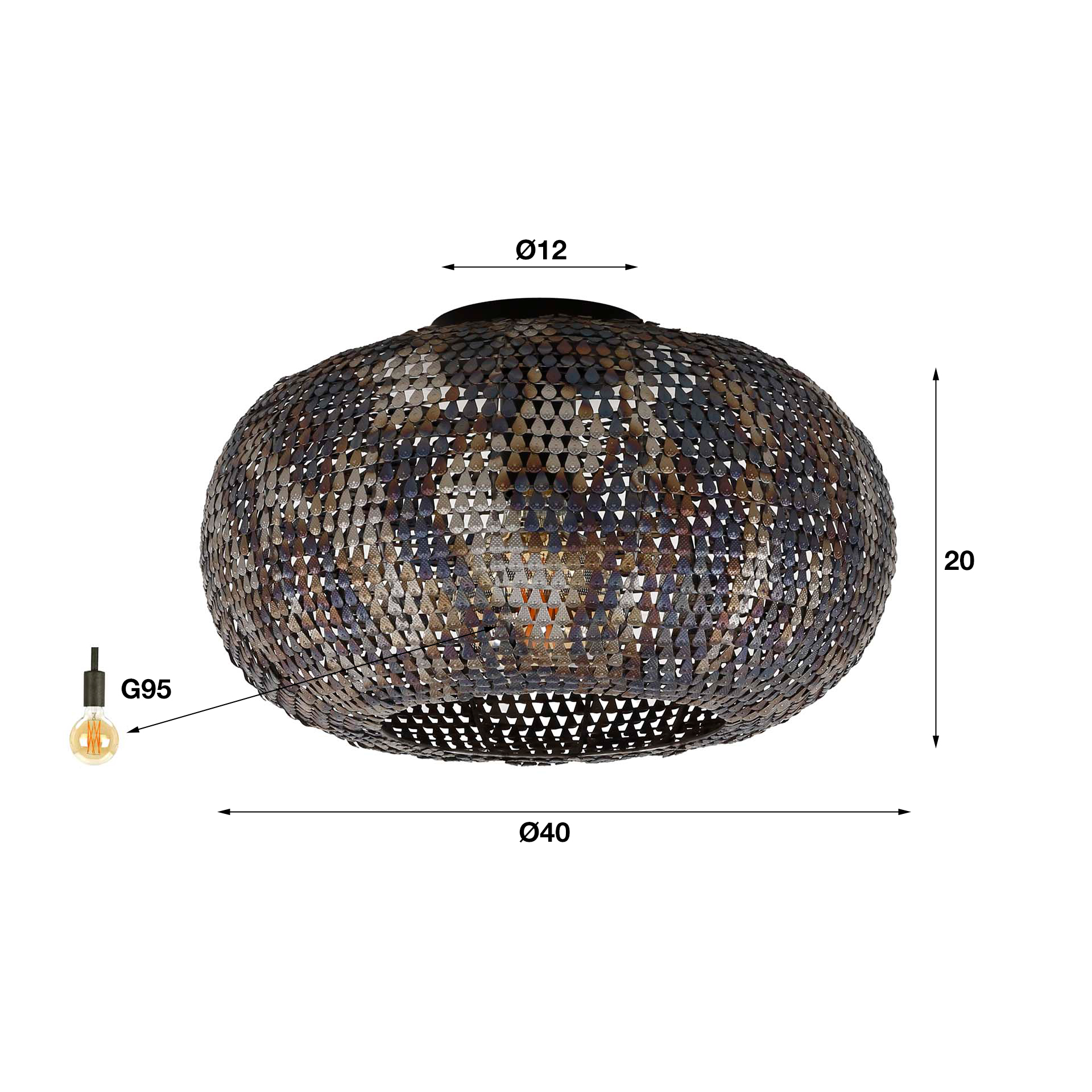 Lampada da soffitto Ø40 armatura / Marrone nero