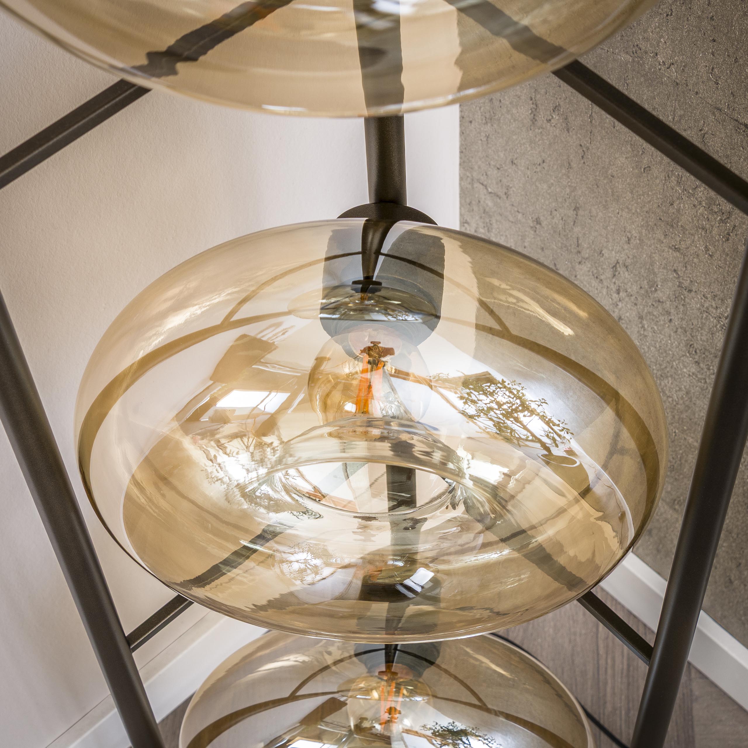 Lampada da terra Soll a 4 luci Vetro Ambra