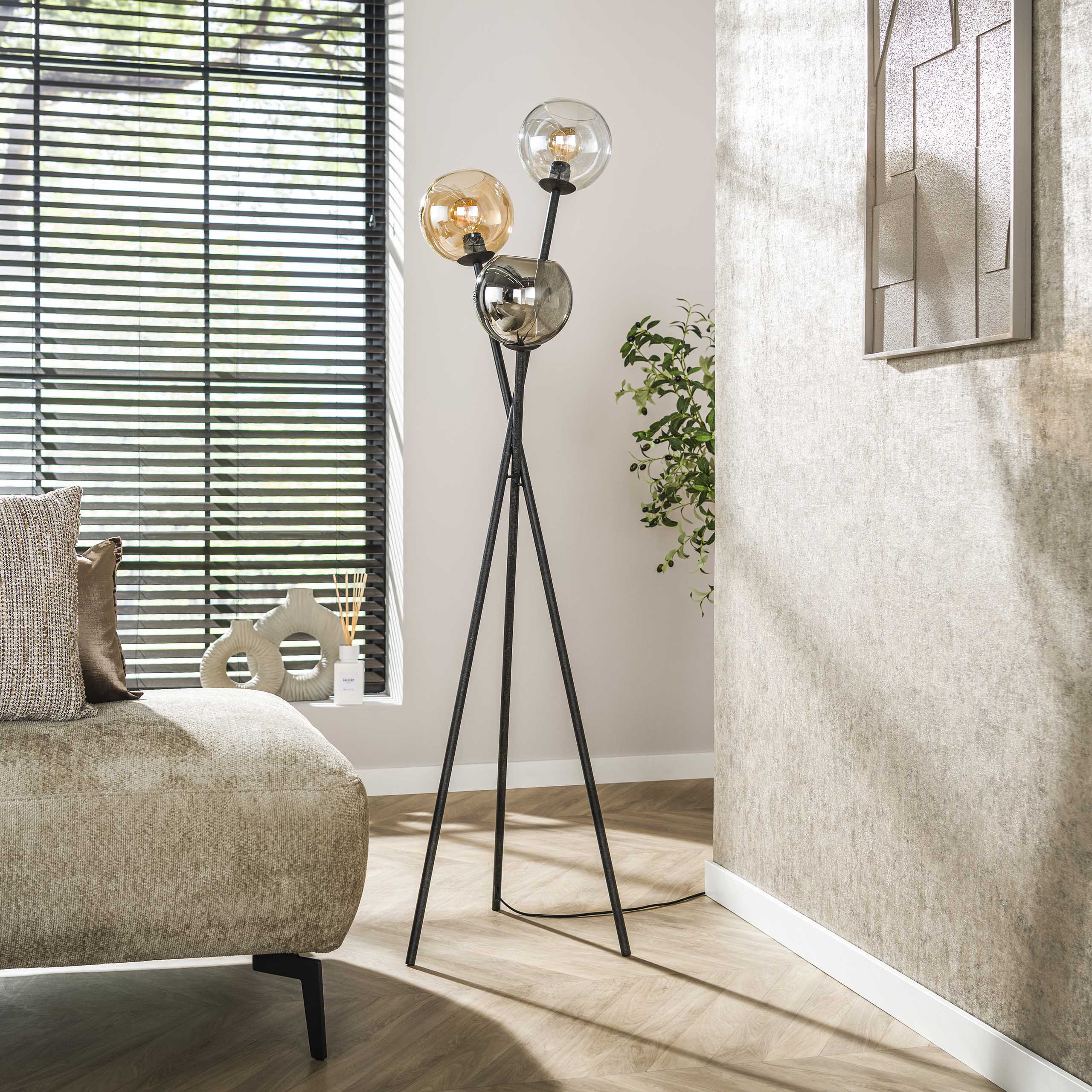 Lampada da terra Multi Globe a 3 luci Artic nero