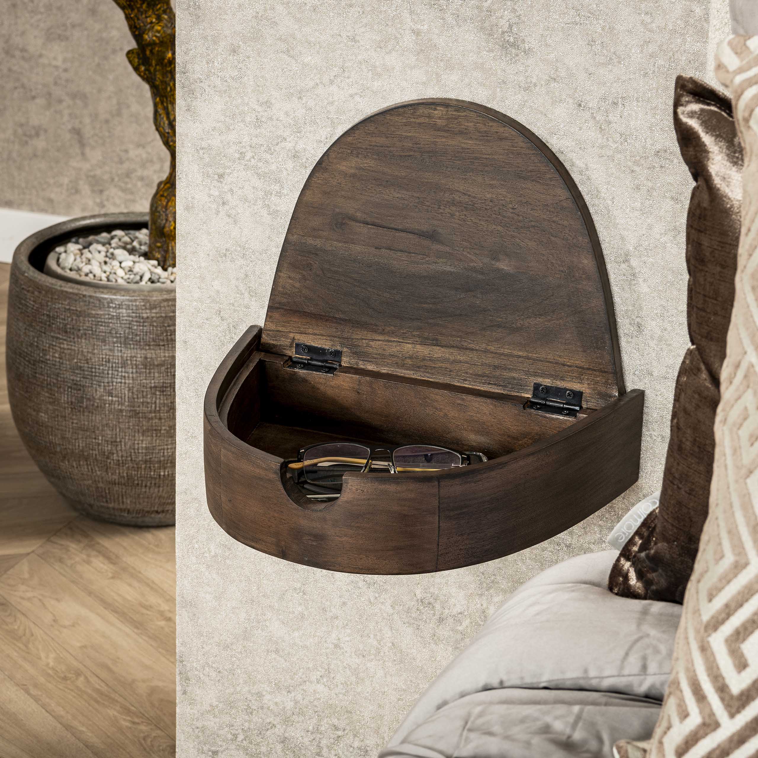 Comodino Cove sospeso 1 cassetto - set di 2 - smalto acacia