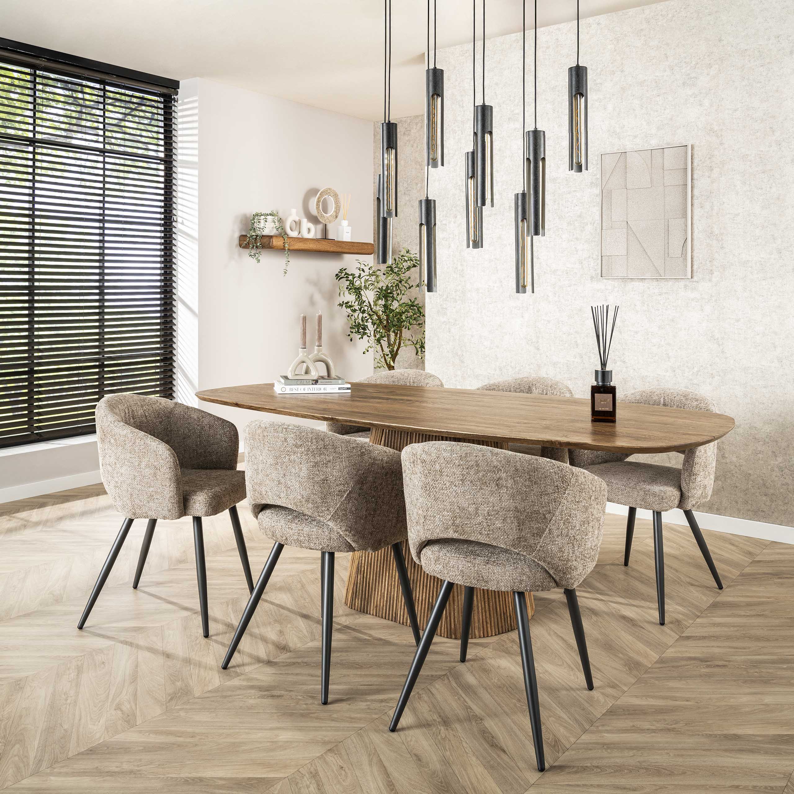 Tavolo da pranzo Wave Centro ovale 215 cm - Massello color mango sabbia
