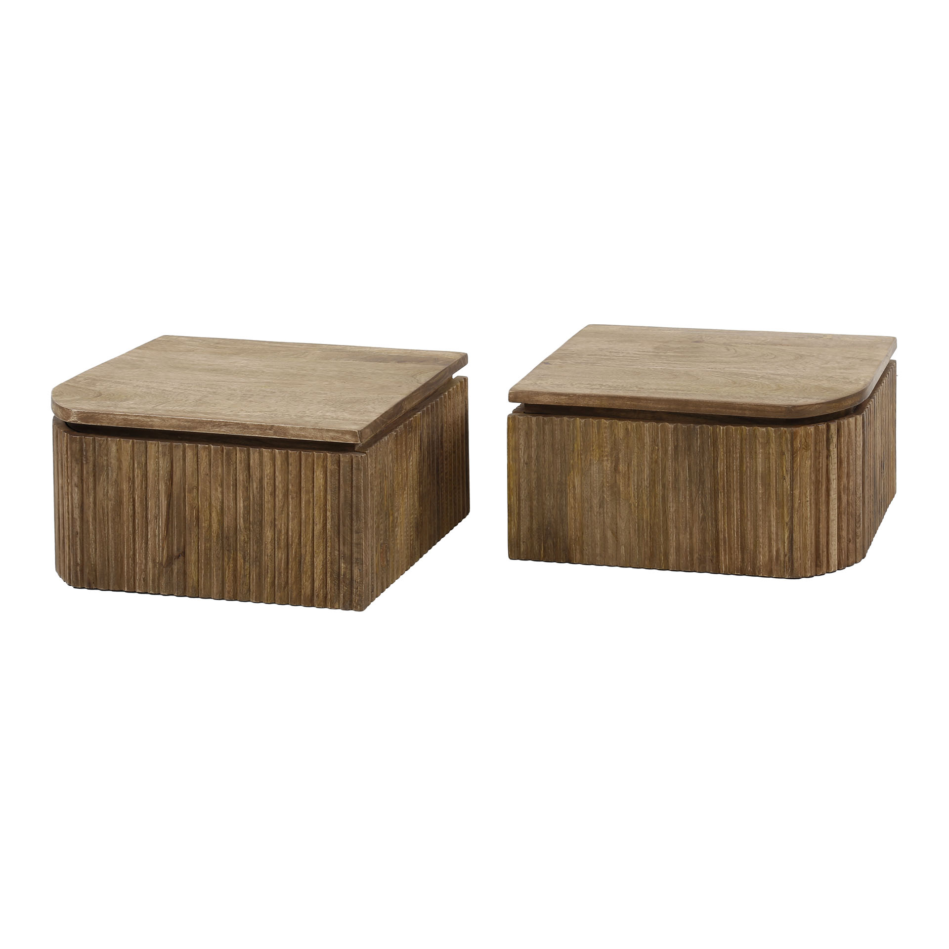 Set comodino/2 onde S+D arrotondate / Colore sabbia mango massiccio