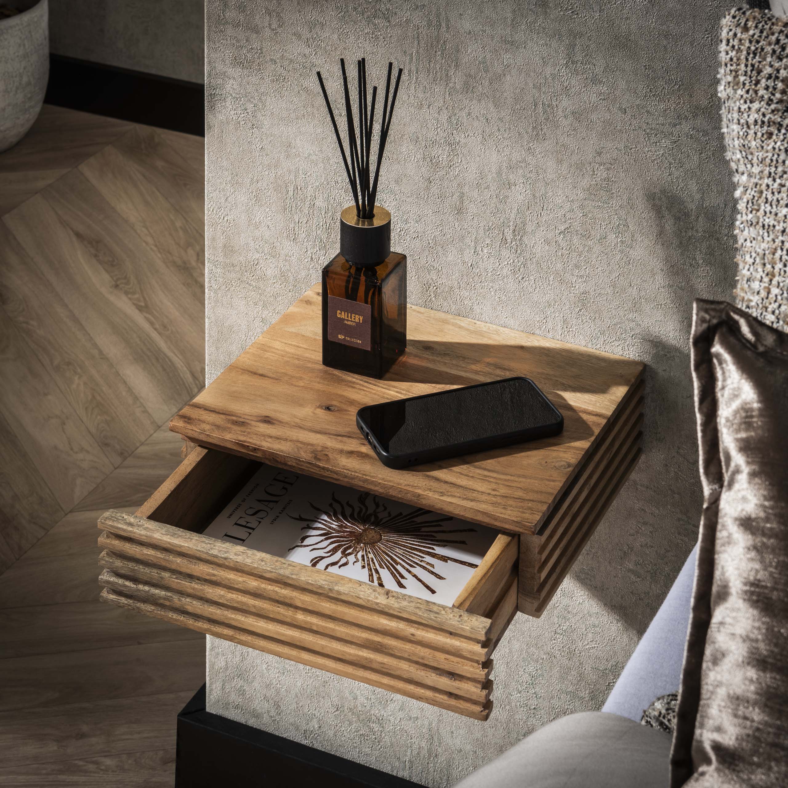 Comodino Layer XS 1 cassetto - set di 2 - Acacia massiccia