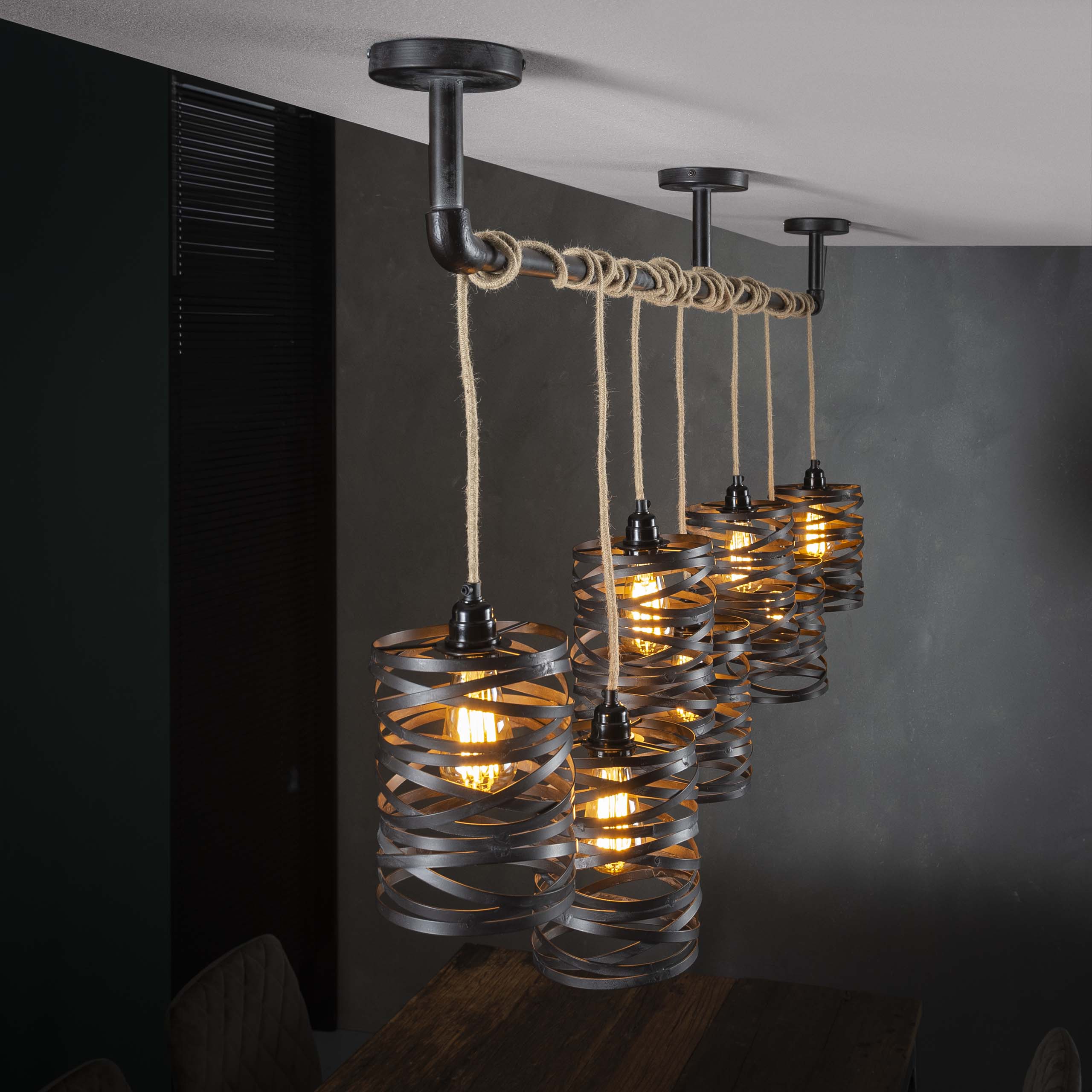 Lampada a sospensione 7L twist wrap XL / Grigio ardesia