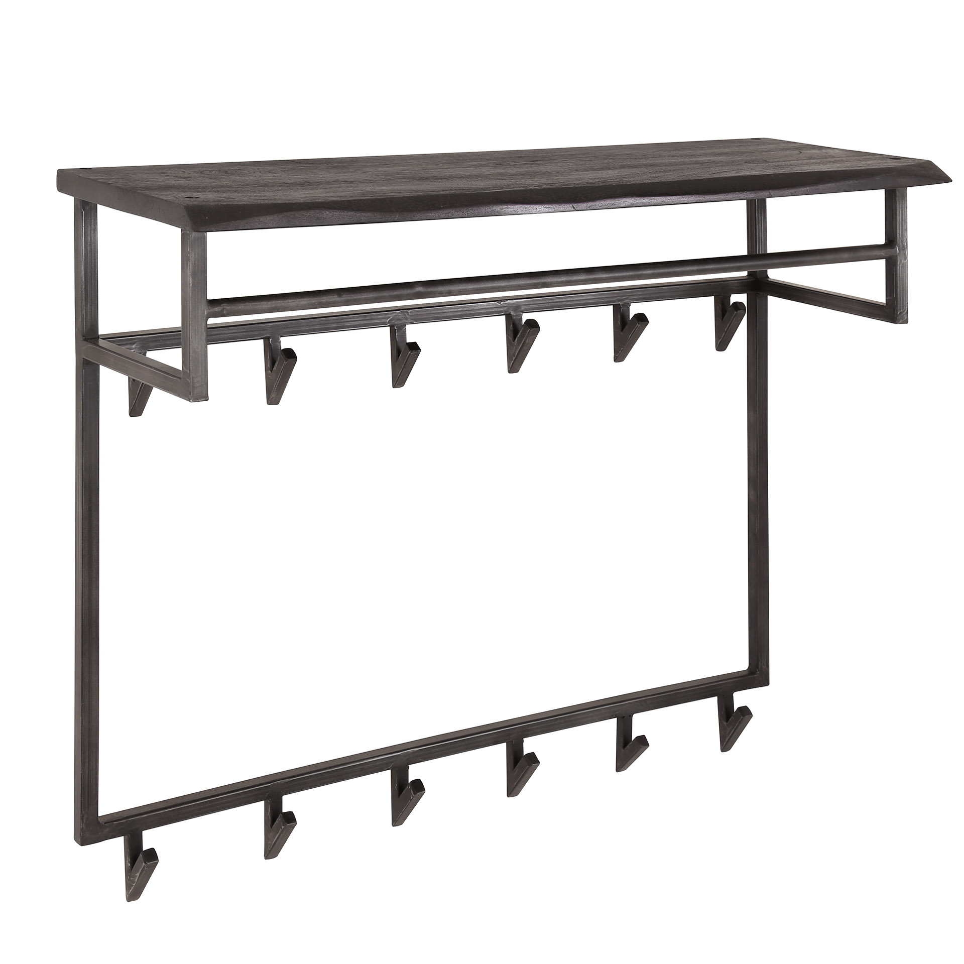 Appendiabiti yucon alto 12 ganci mensola per cappelli / Acacia massiccia nera