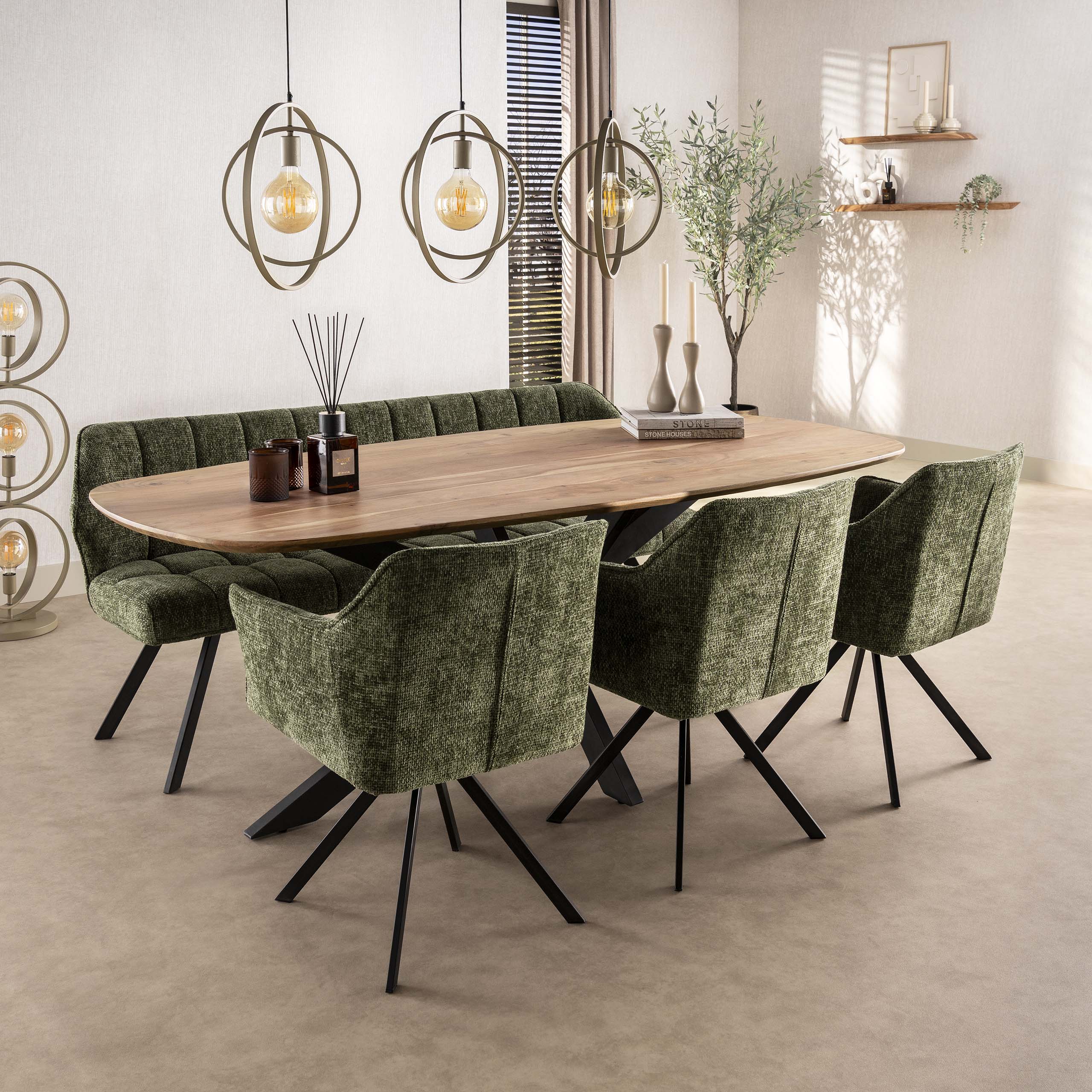 Poltrona Raster girevole - set di 2 - Hoven Green