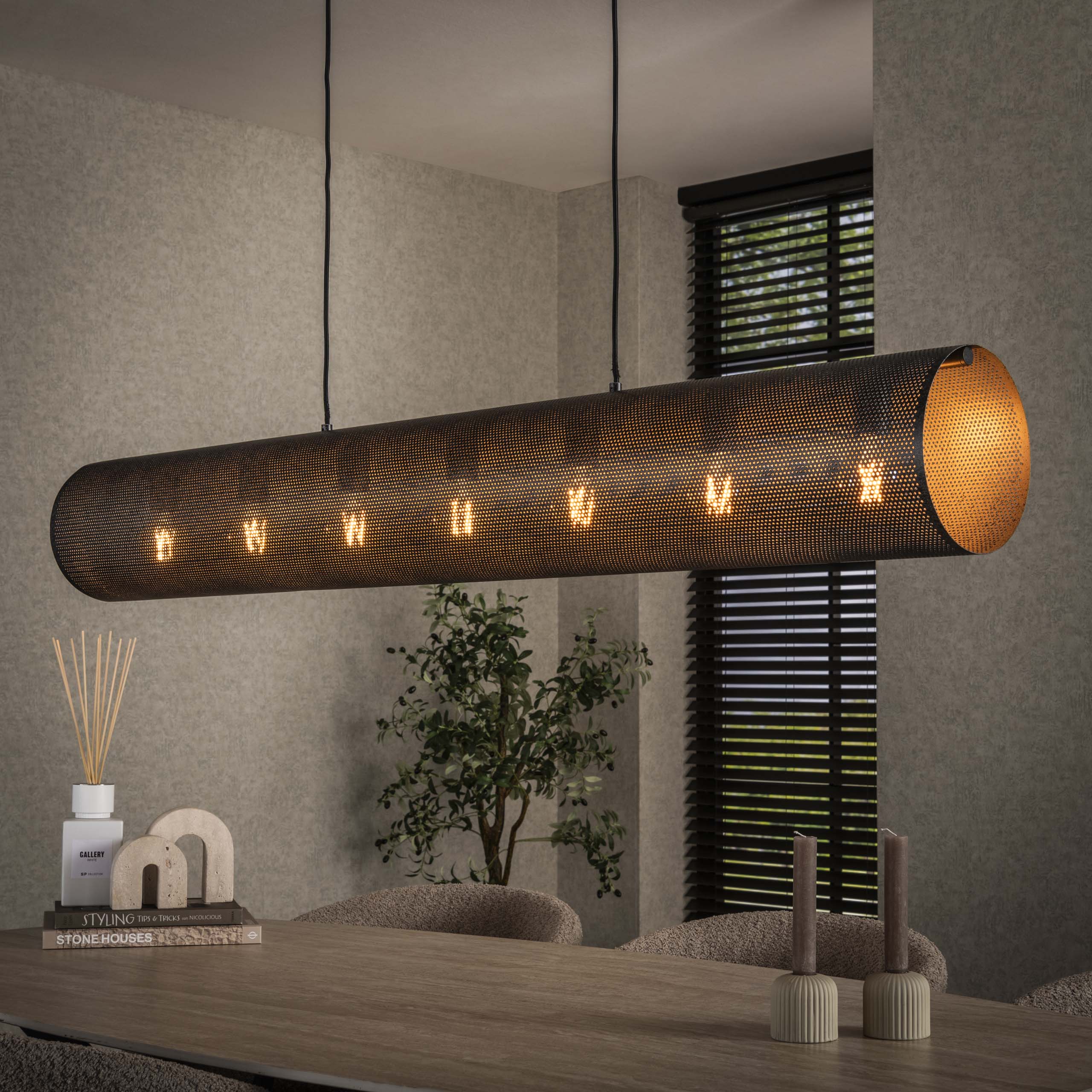 Hanging lamp Tubon Mesh 7-light Artic black