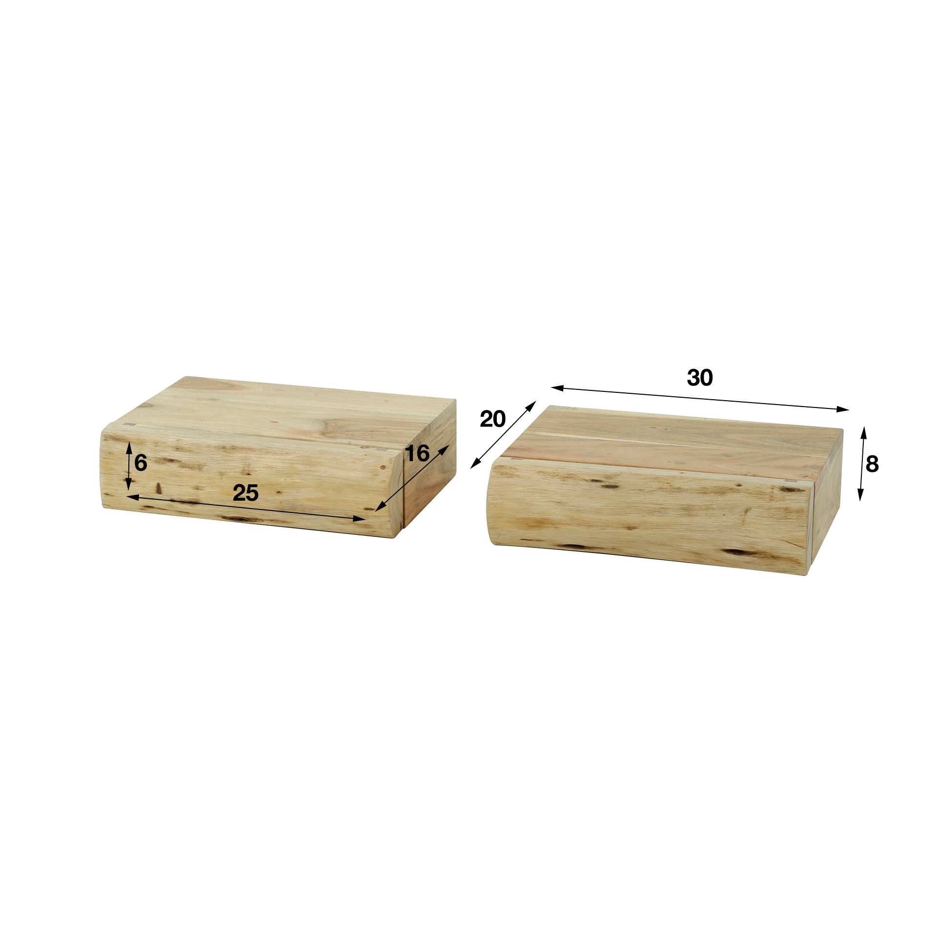 Bedside table Tree XS 1 drawer - set of 2 - Solid acacia