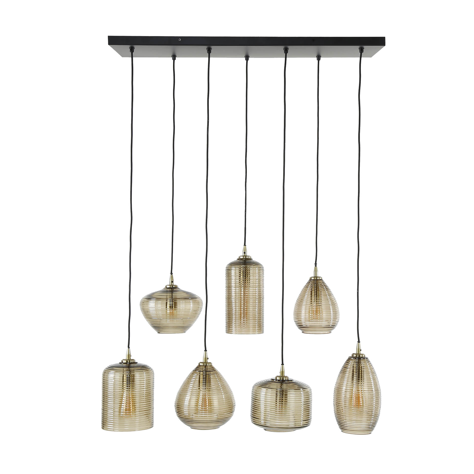 Hanging lamp 4+3 stripe glass horizontal / Amber-colored glass