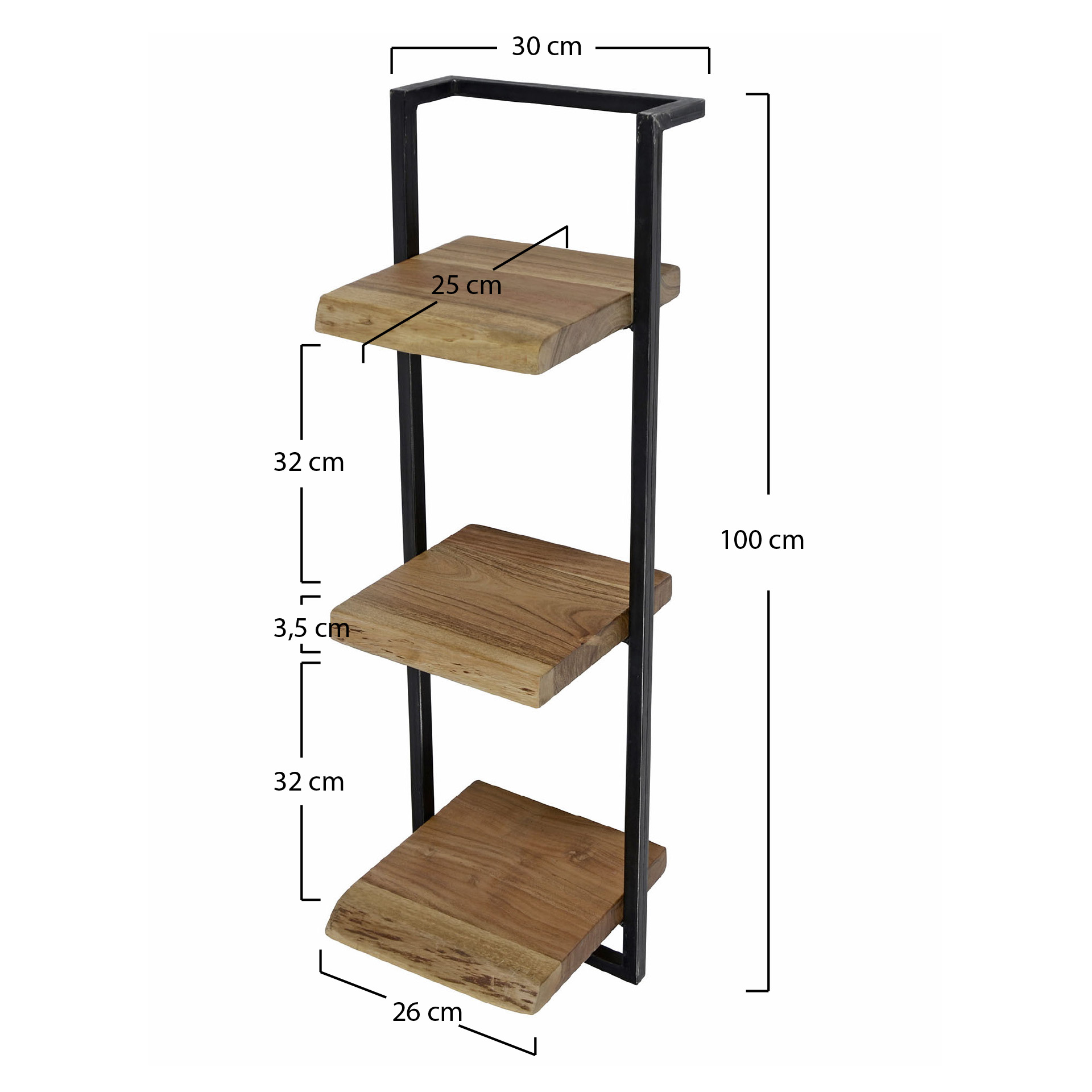 Wall shelf Rivé 30cm H=100cm