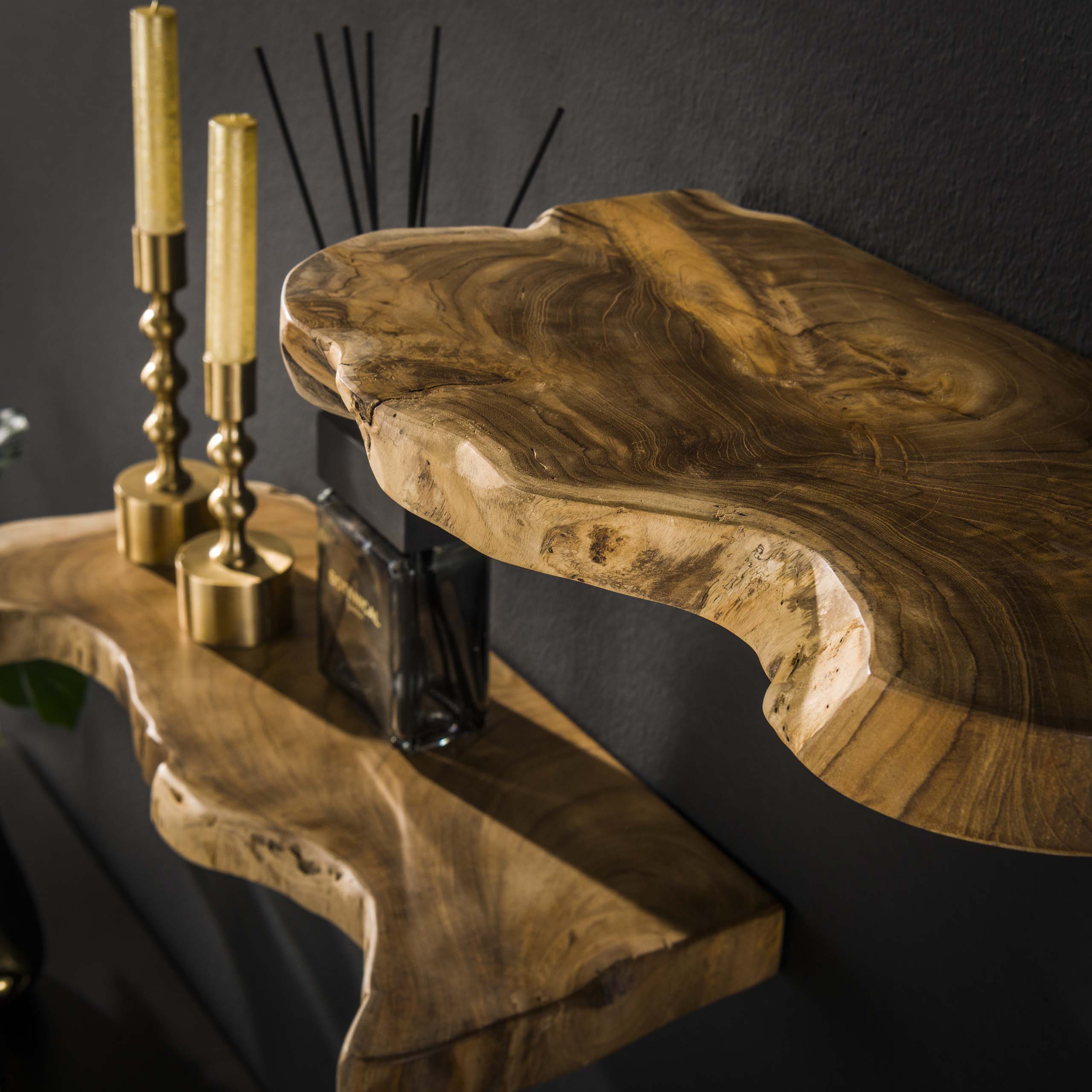 Mensola da parete natural line set/3 / Legno massello di teak riciclato