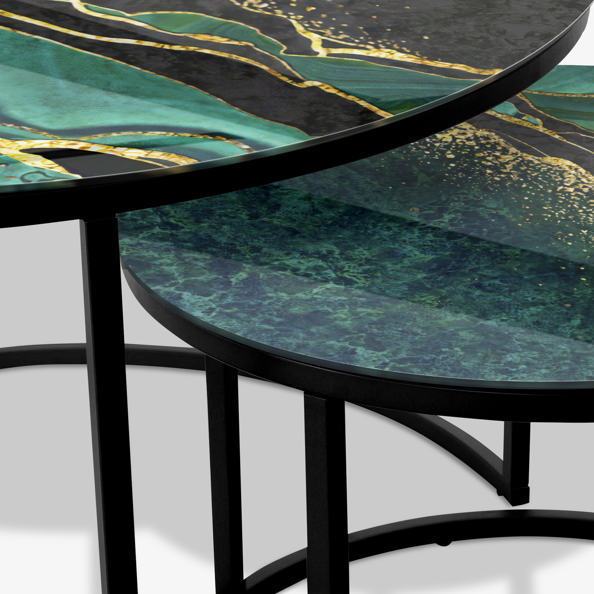 Coffee table Black - Green Marble