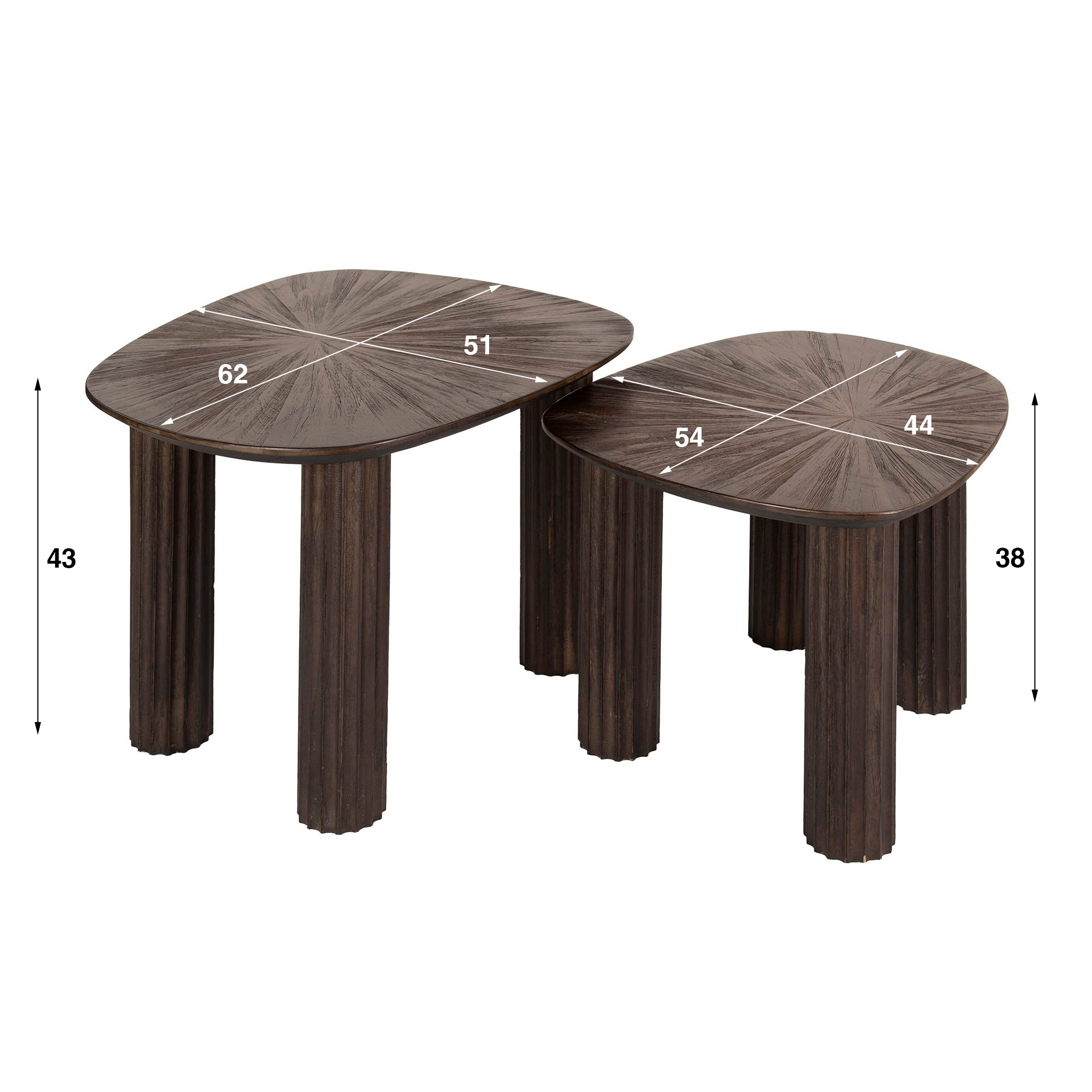 Tavolino Maya in teak quadrangolare - set di 2