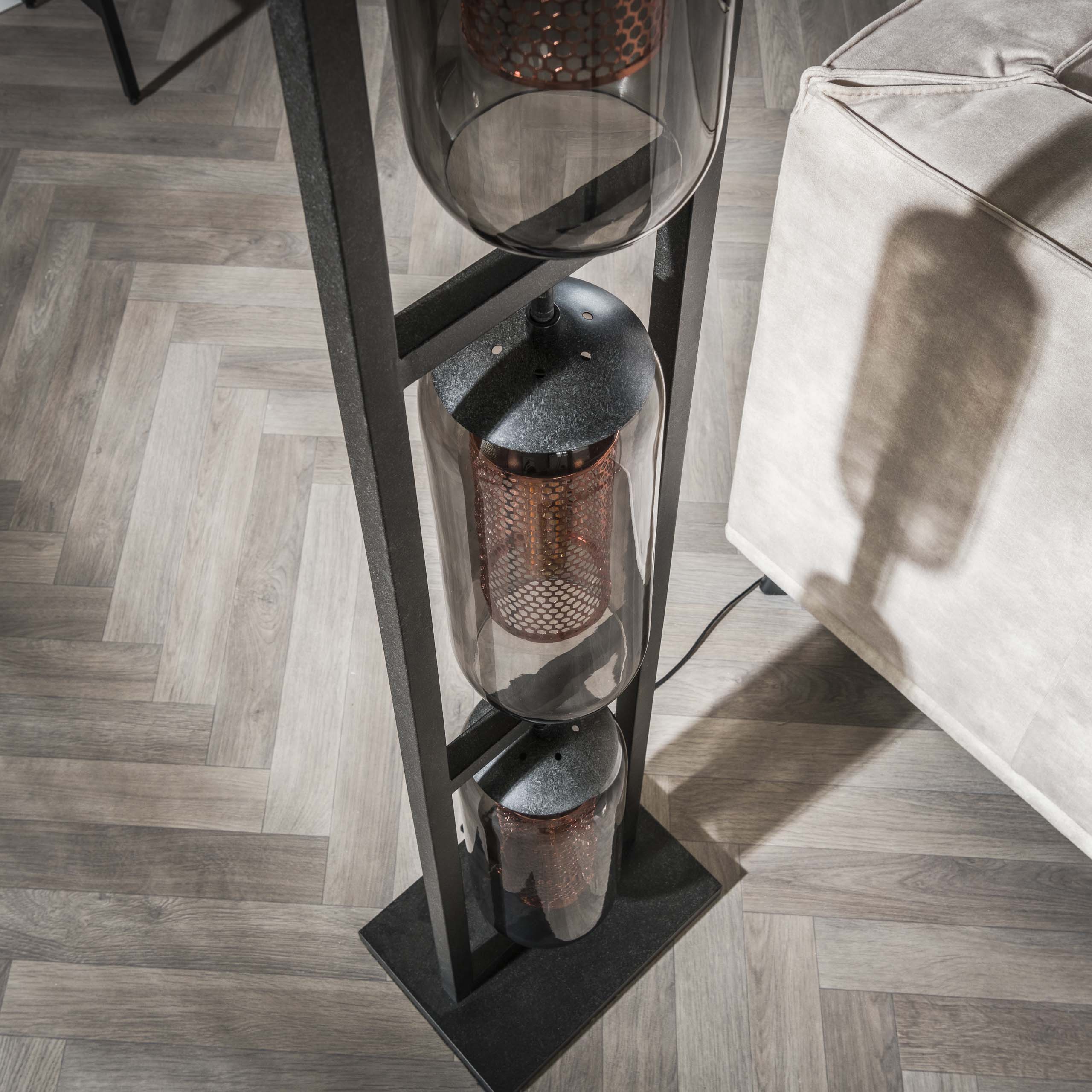 Lampada da terra Smoke Mesh a 3 luci - Nero artico