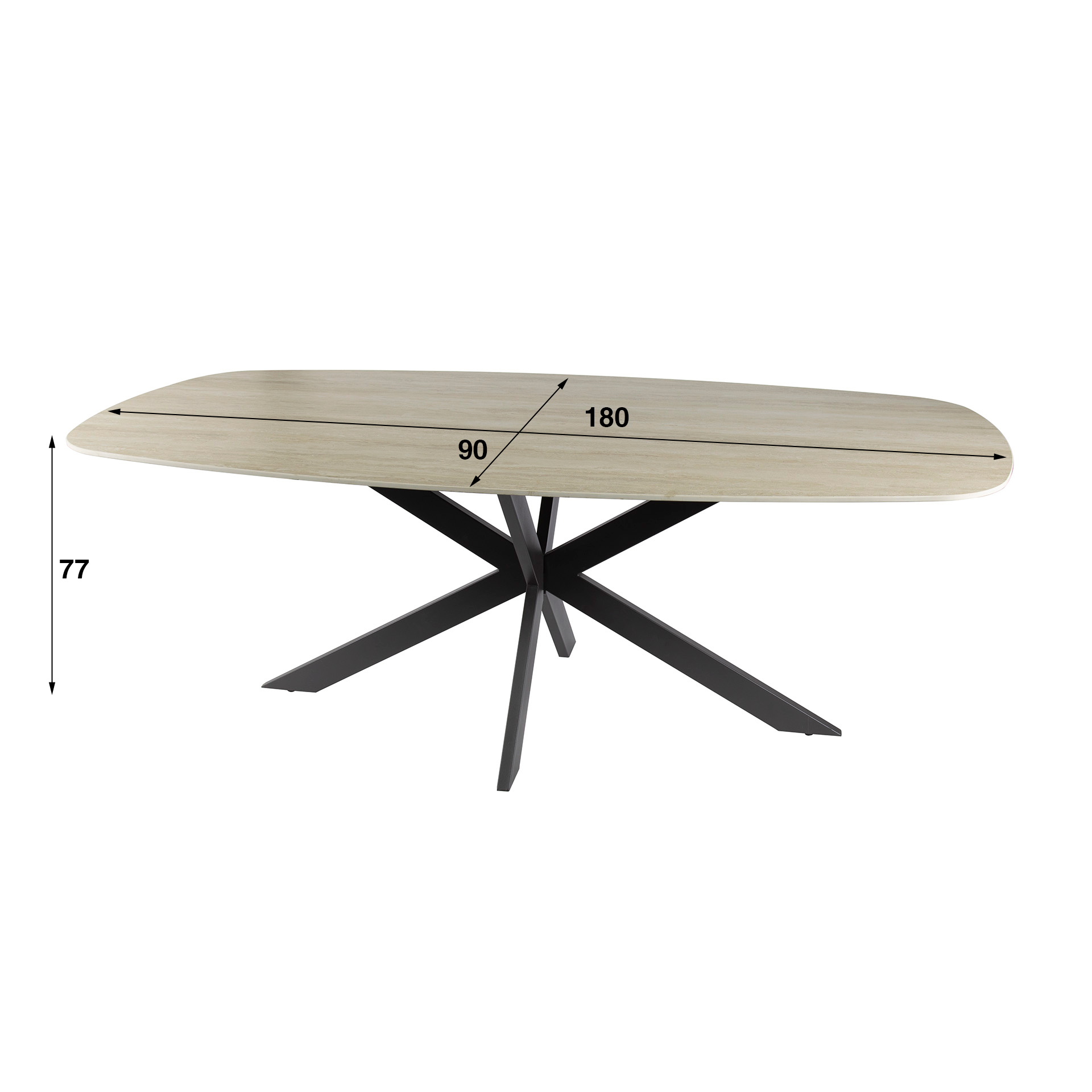 Dining table Romano Cross Danish oval 180 cm - 3D ceramic