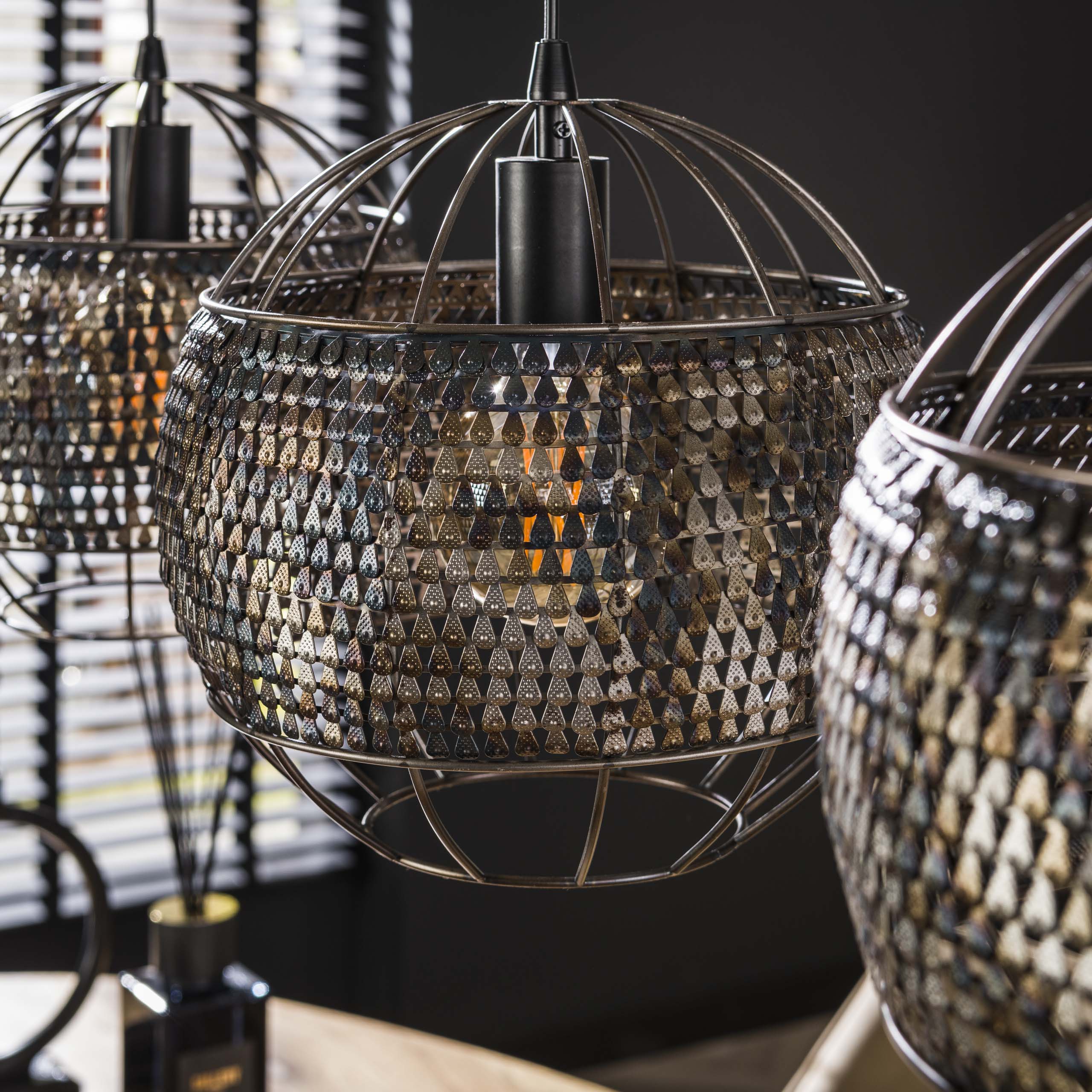 Lampada a sospensione 3L Ø30 armatura aperta / Marrone nero