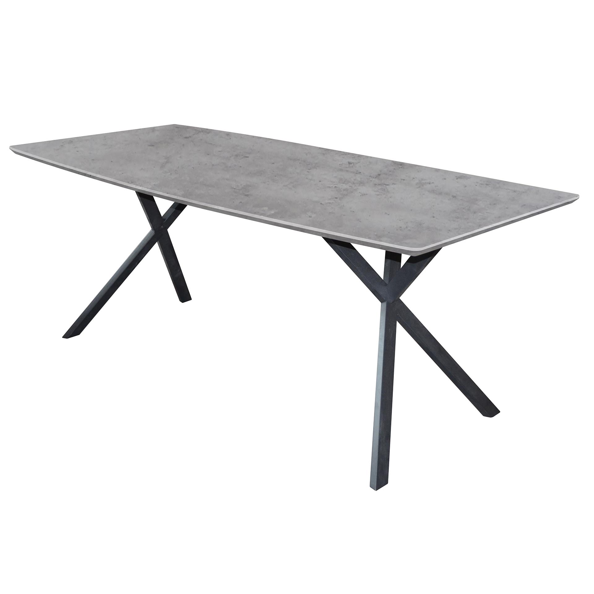 Dining room table 160 oval top black powder-coated frame / 3D concrete look gray