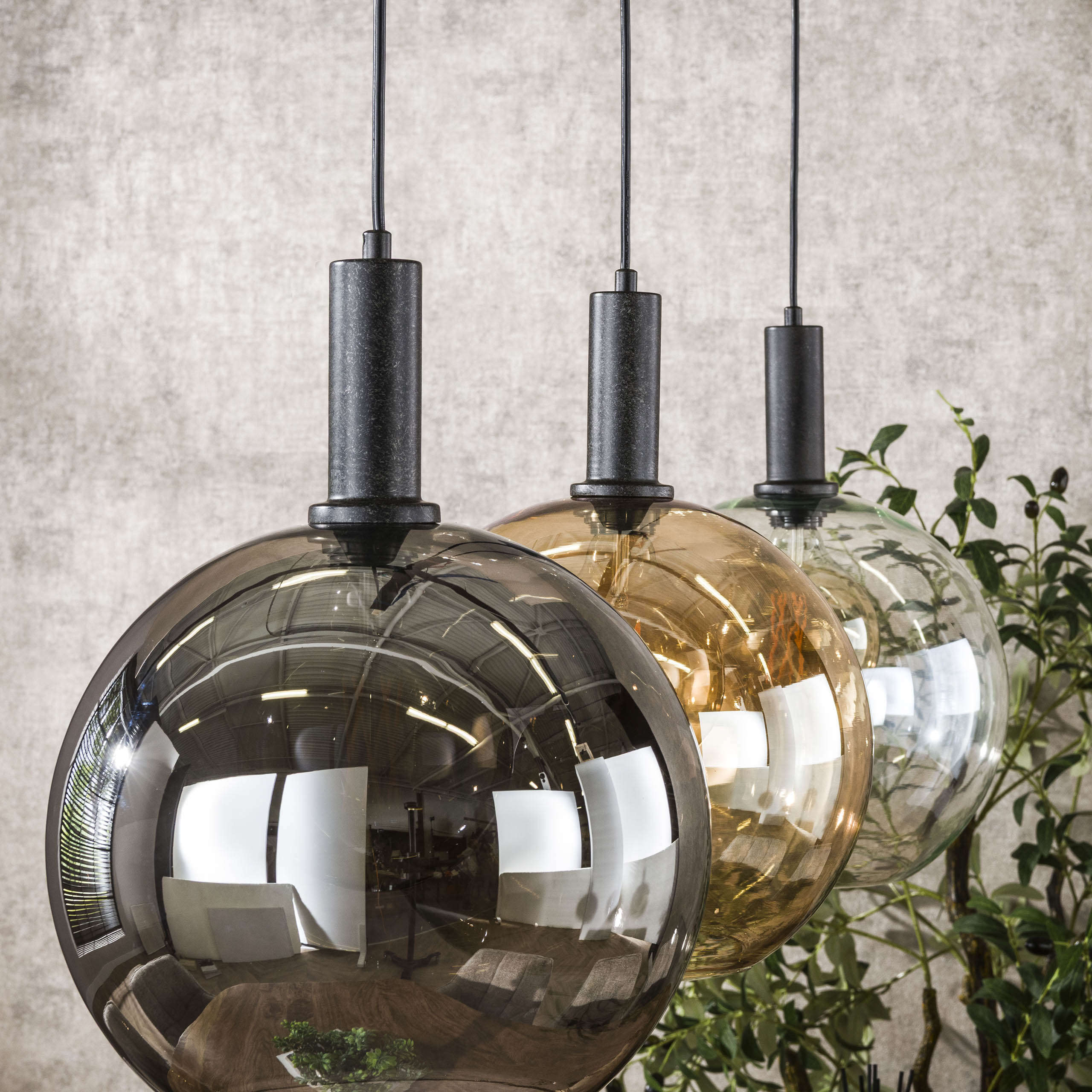 Hanging lamp Sfera Tricolore 3-light - Artic black