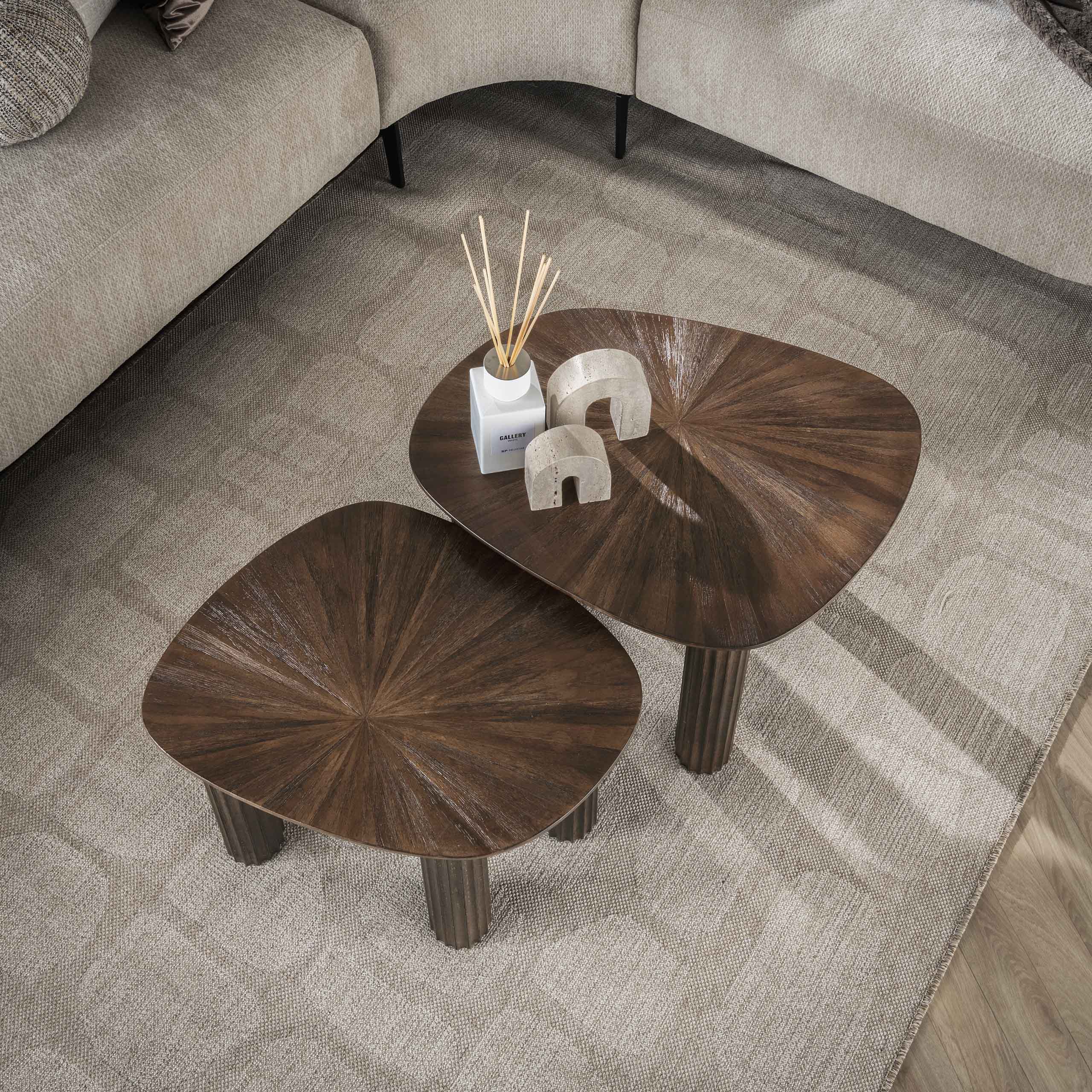 Tavolino Maya in teak quadrangolare - set di 2
