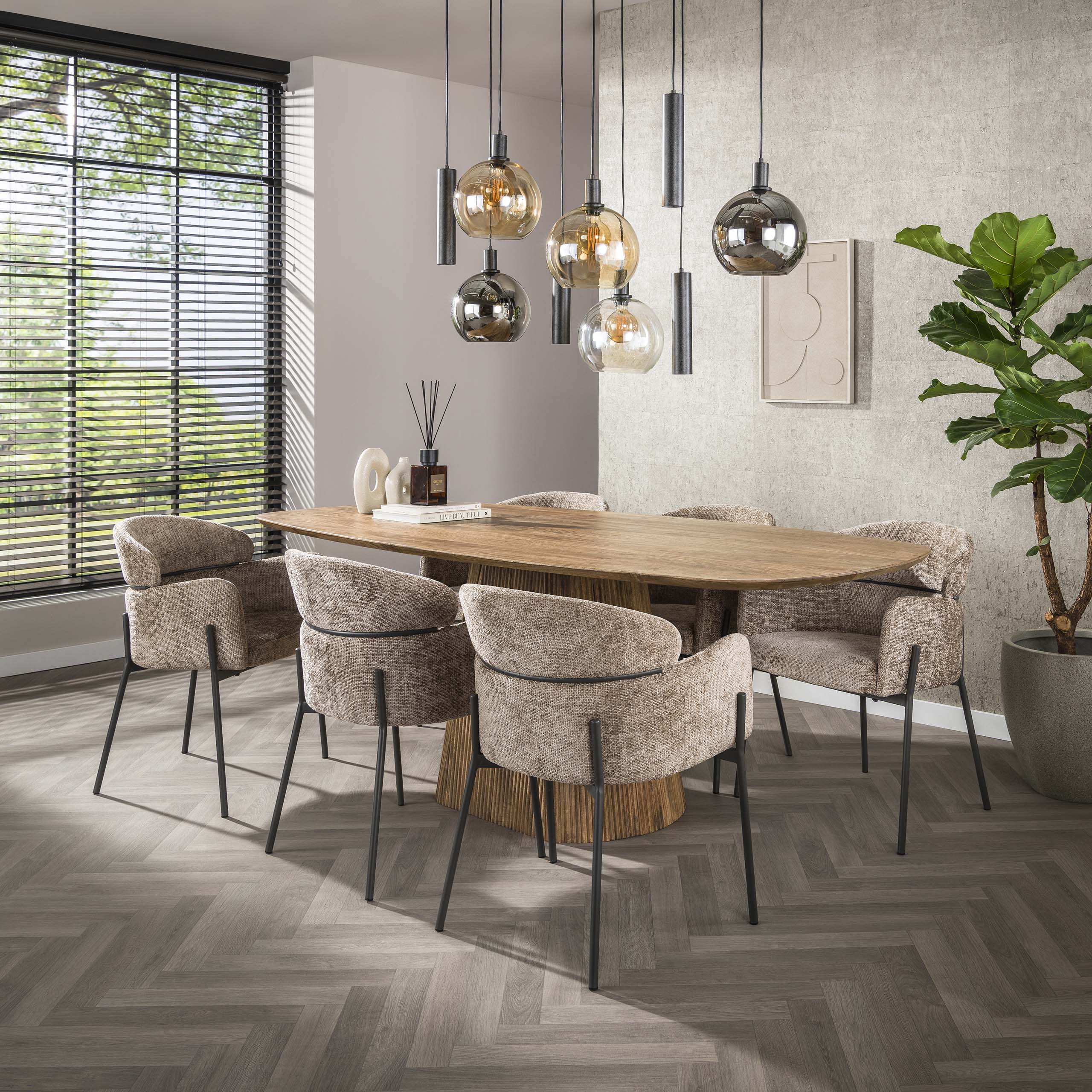 Tavolo da pranzo Wave Centro ovale 215 cm - Massello color mango sabbia