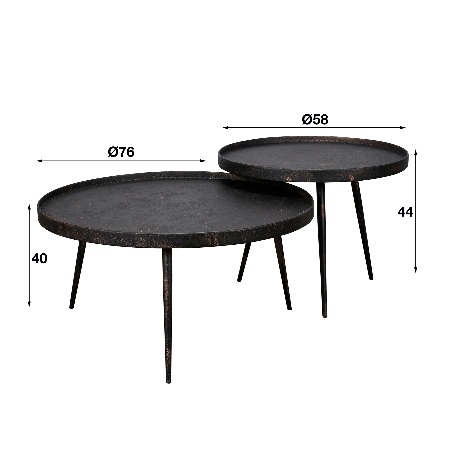 Coffee table Metallic round - Set of 2 - Gray