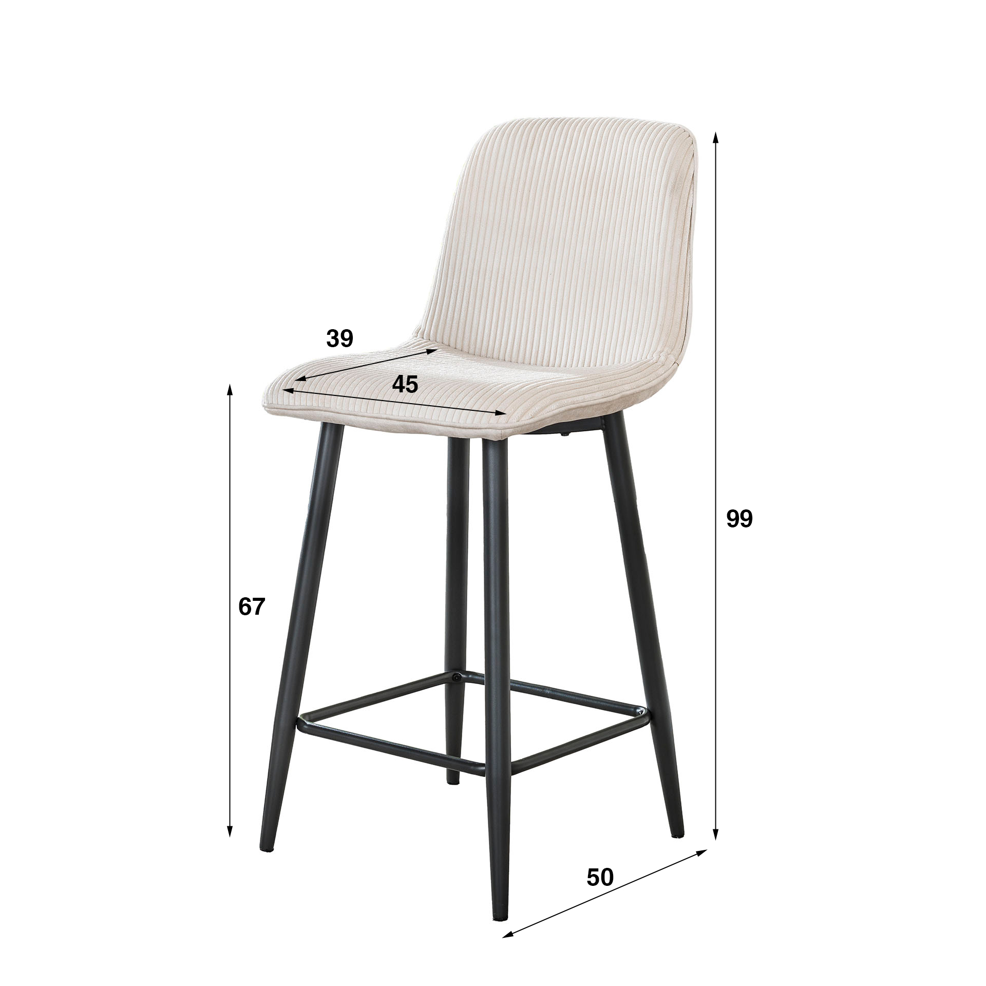 Sedia da bar Rib VPE2 / Rock Bianco sporco