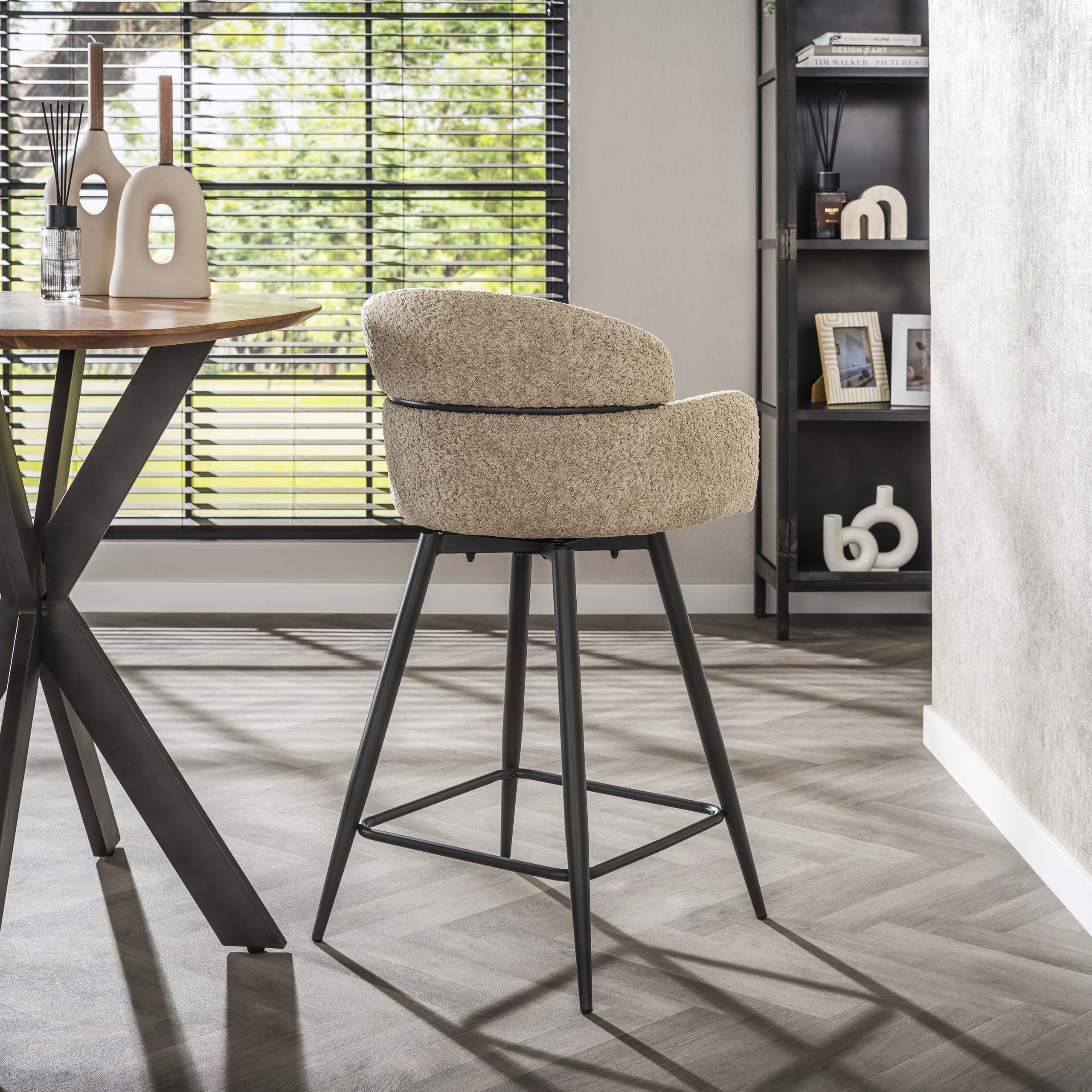 Sedia bar girevole boucle schienale tondo VPE2 / Boucle colore sabbia