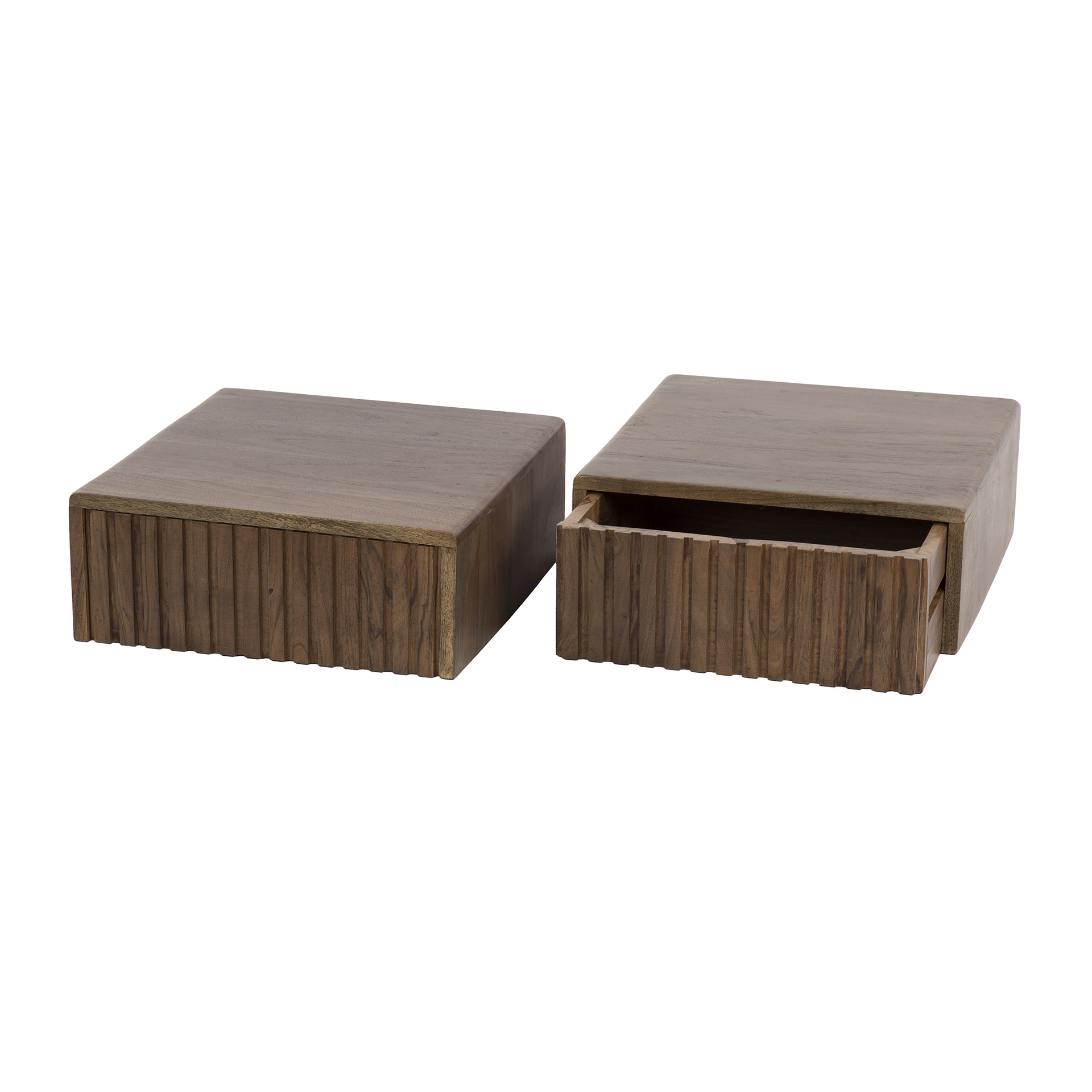Comodino Carve sospeso - 1 cassetto - per 2 - Marrone acacia