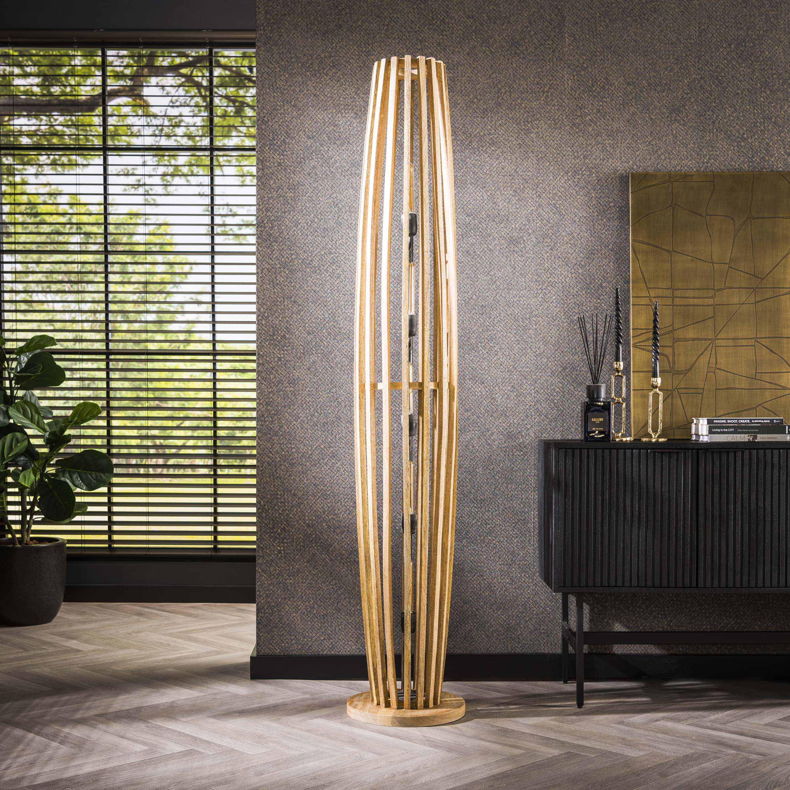 Lampada da terra 5L orbita XL / Mango massiccio naturale