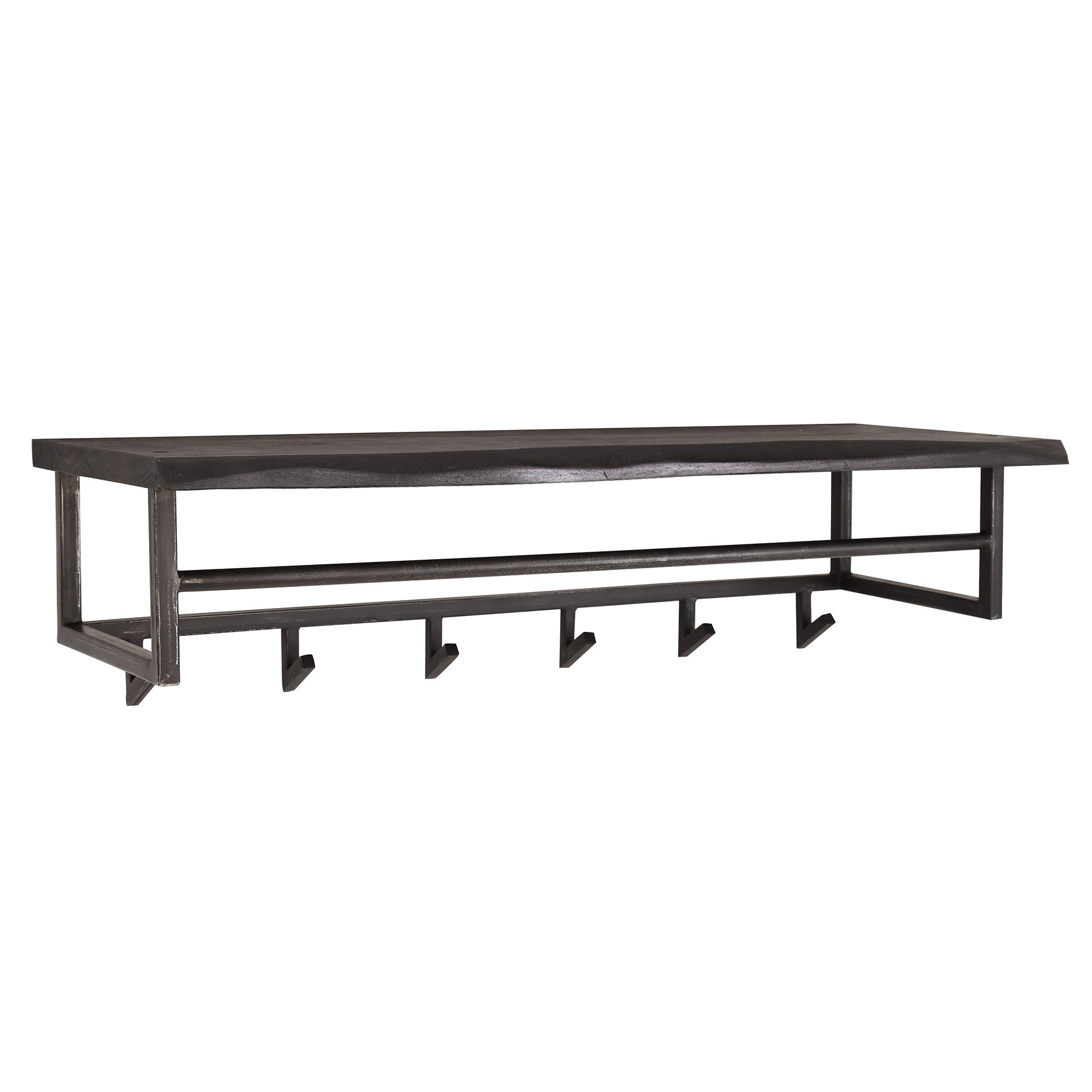 Coat rack yucon 6 hooks hat shelf / Solid acacia black